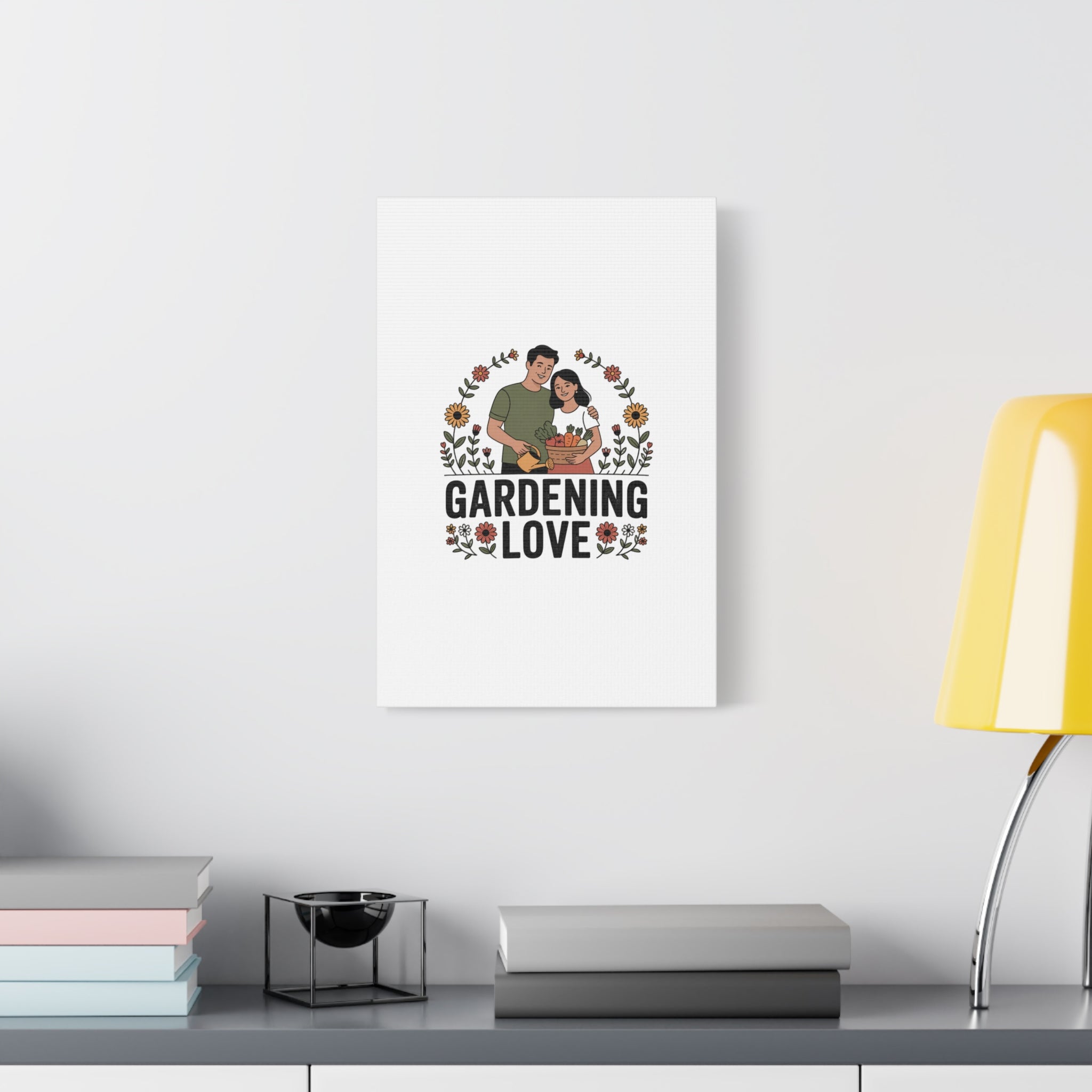 Gardening Love Canvas Print — Couple Gardening Wall Art
