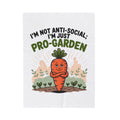 Velveteen Blanket — "I'm Not Anti-Social, I'm Just Pro-Garden" Cute Carrot Gardener Throw