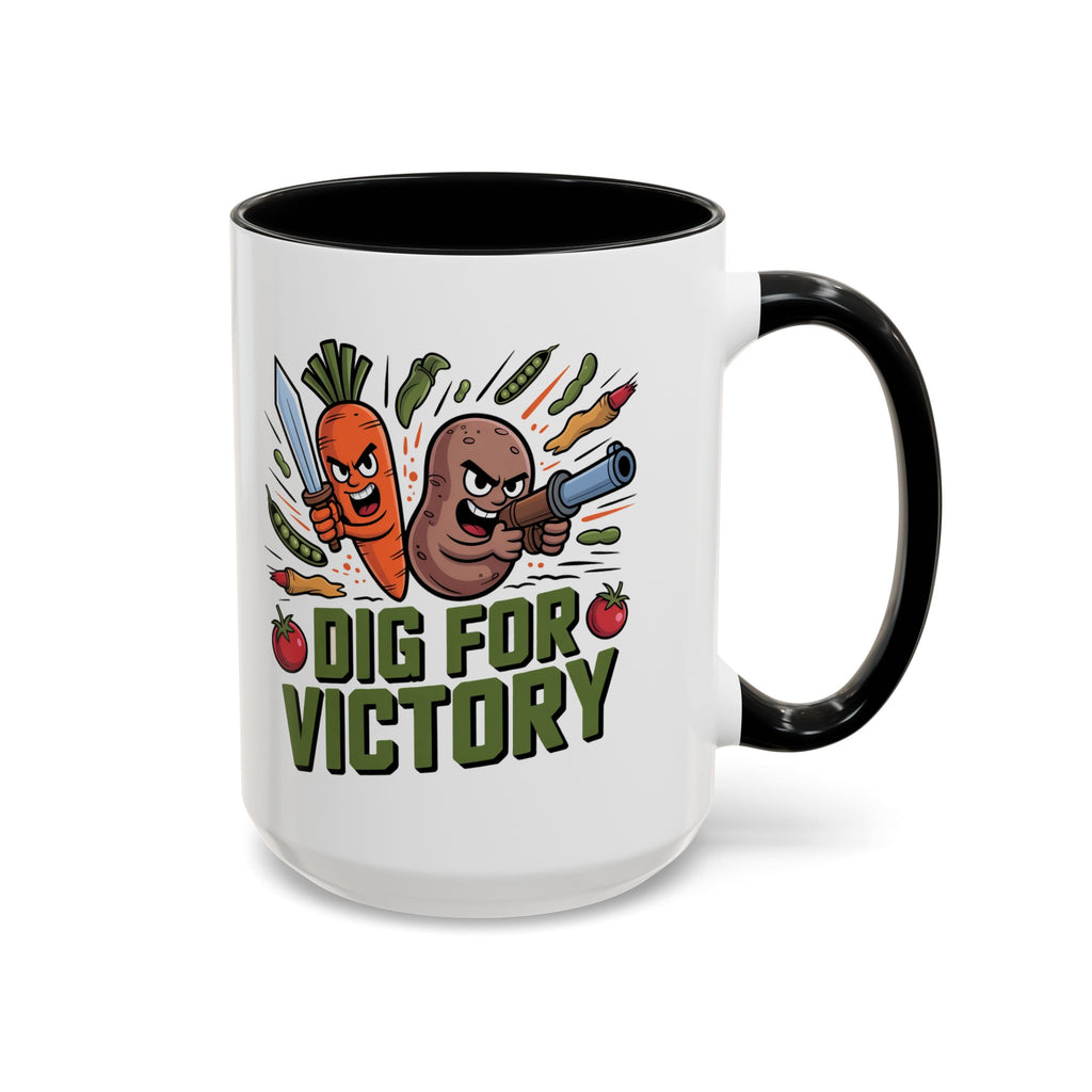 Dig For Victory Coffee Mug — Garden Veggie Cartoon Accent Mug (11/15oz)
