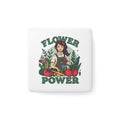Flower Power Porcelain Magnet — Floral Gardener Square Magnet