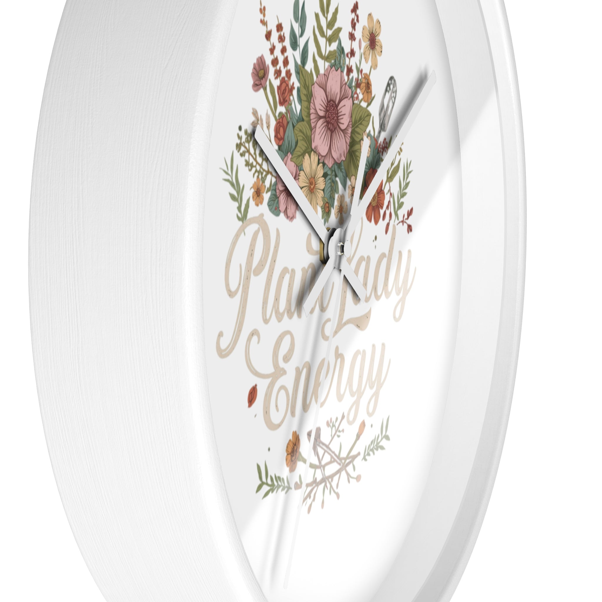 Plant Lady Energy Wall Clock — Floral Botanical Home Decor Gift