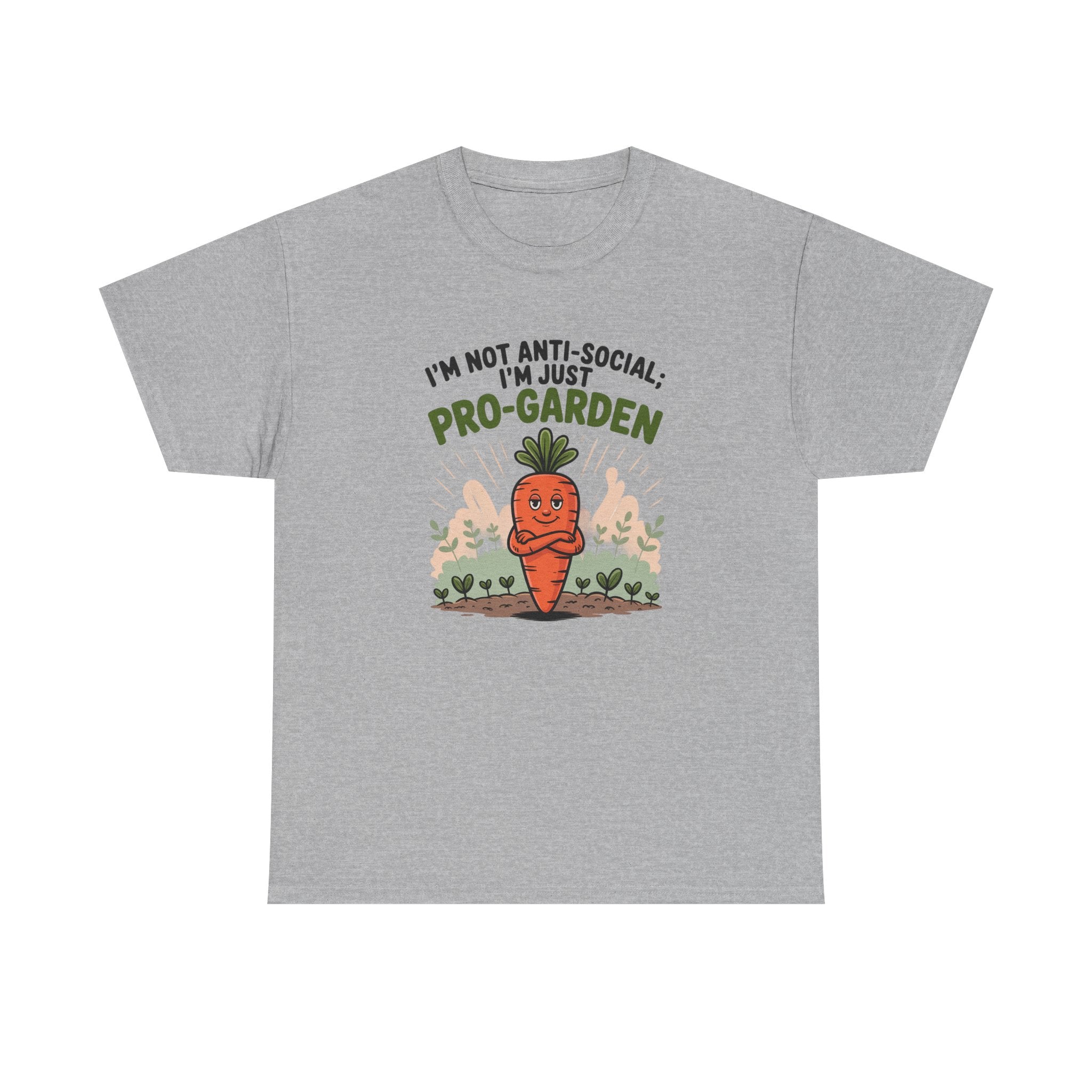 Garden Lover T‑Shirt — "I’m Not Anti-Social, I’m Just Pro-Garden" Cute Carrot Tee