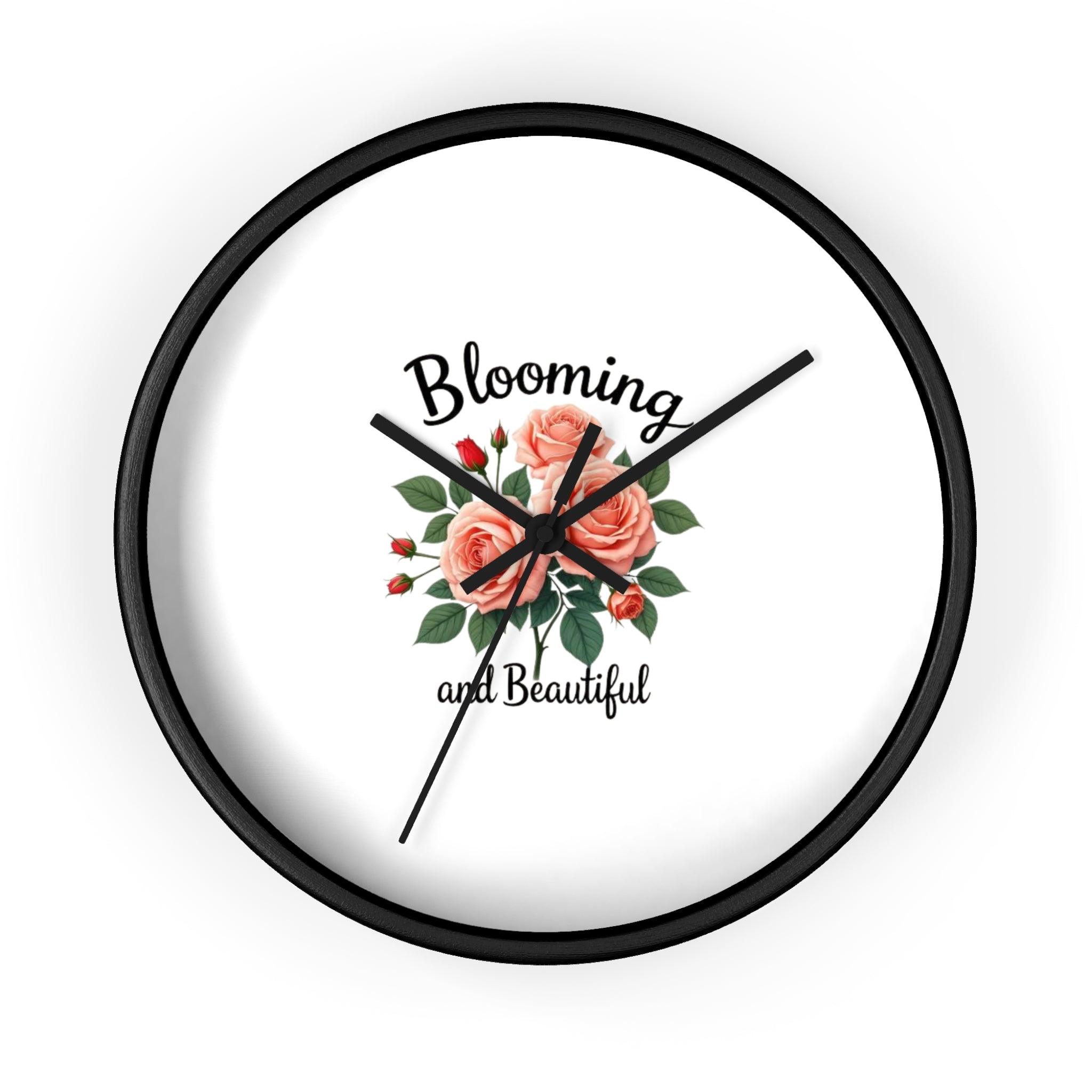 Blooming and Beautiful Wall Clock — Floral Rose Decorative Home Clock