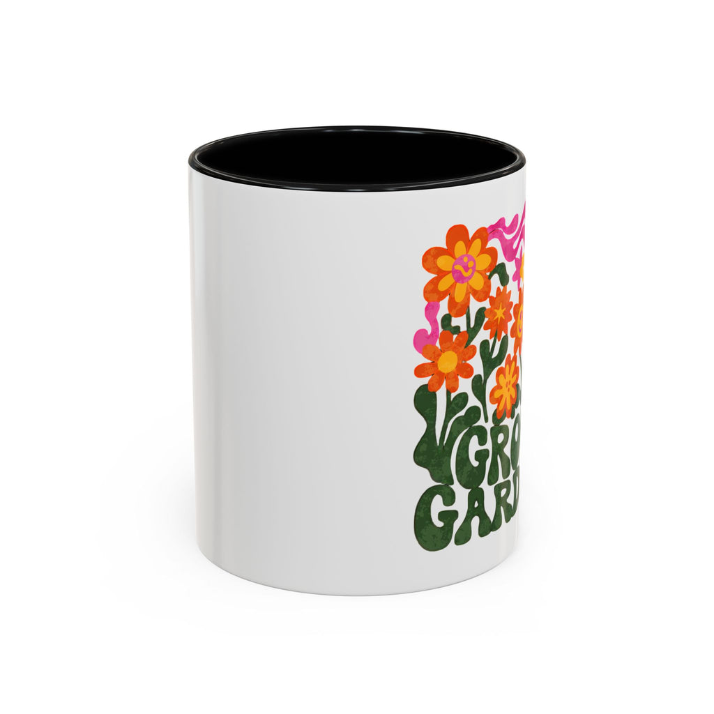 Groovy Gardener Accent Coffee Mug — Retro Floral Plant Lover Gift
