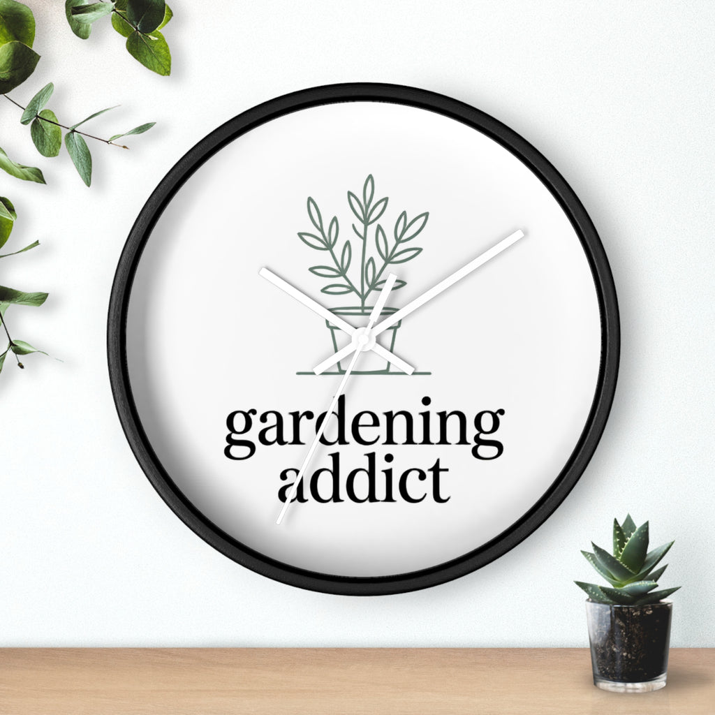 Gardening Addict Wall Clock — Minimal Plant Lover Decor