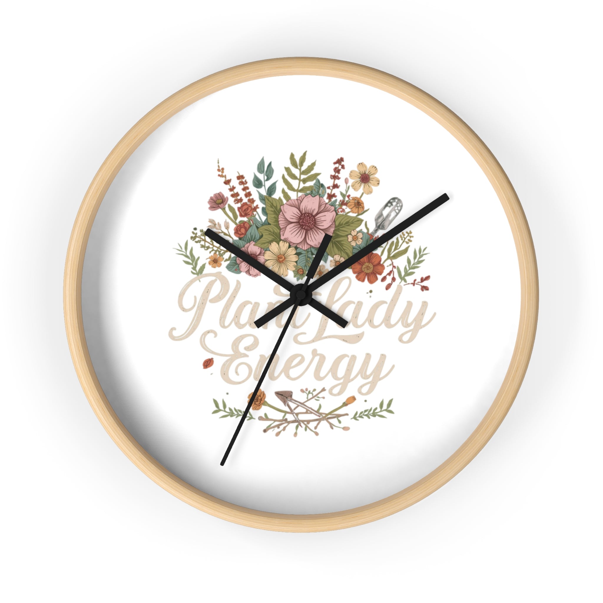 Plant Lady Energy Wall Clock — Floral Botanical Home Decor Gift