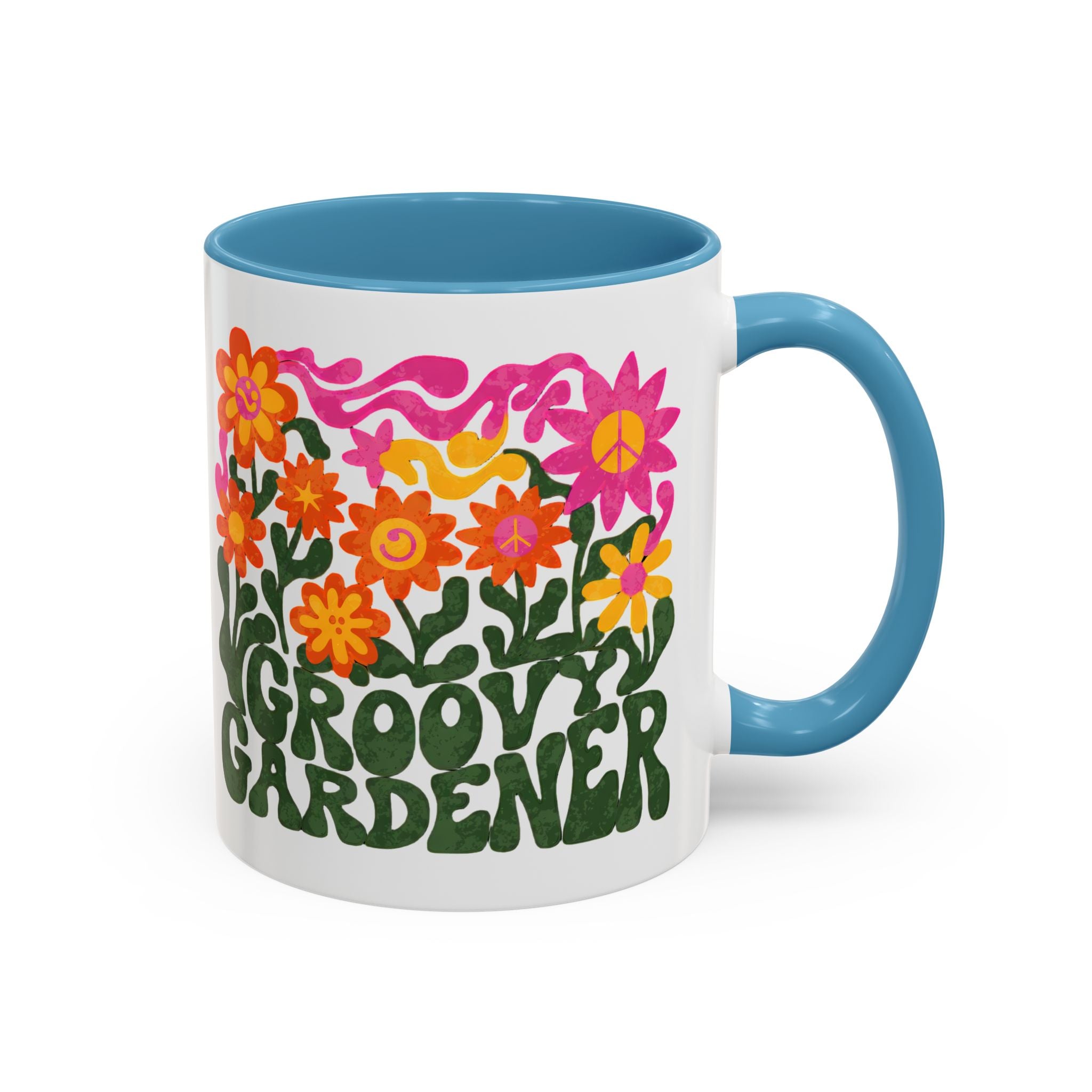 Groovy Gardener Accent Coffee Mug — Retro Floral Plant Lover Gift