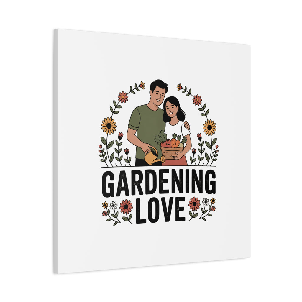 Gardening Love Canvas Print — Couple Gardening Wall Art