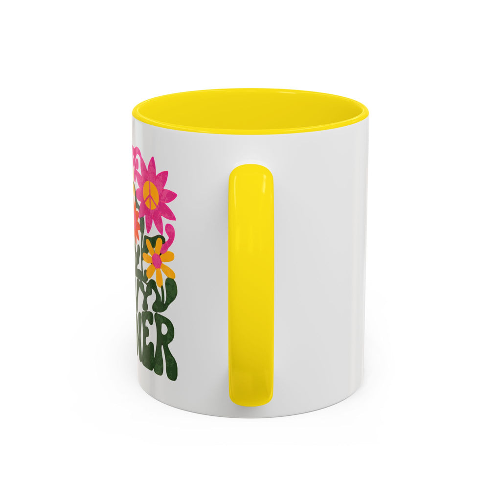 Groovy Gardener Accent Coffee Mug — Retro Floral Plant Lover Gift