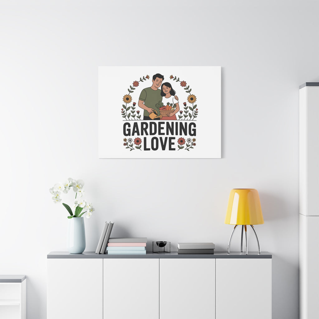 Gardening Love Canvas Print — Couple Gardening Wall Art