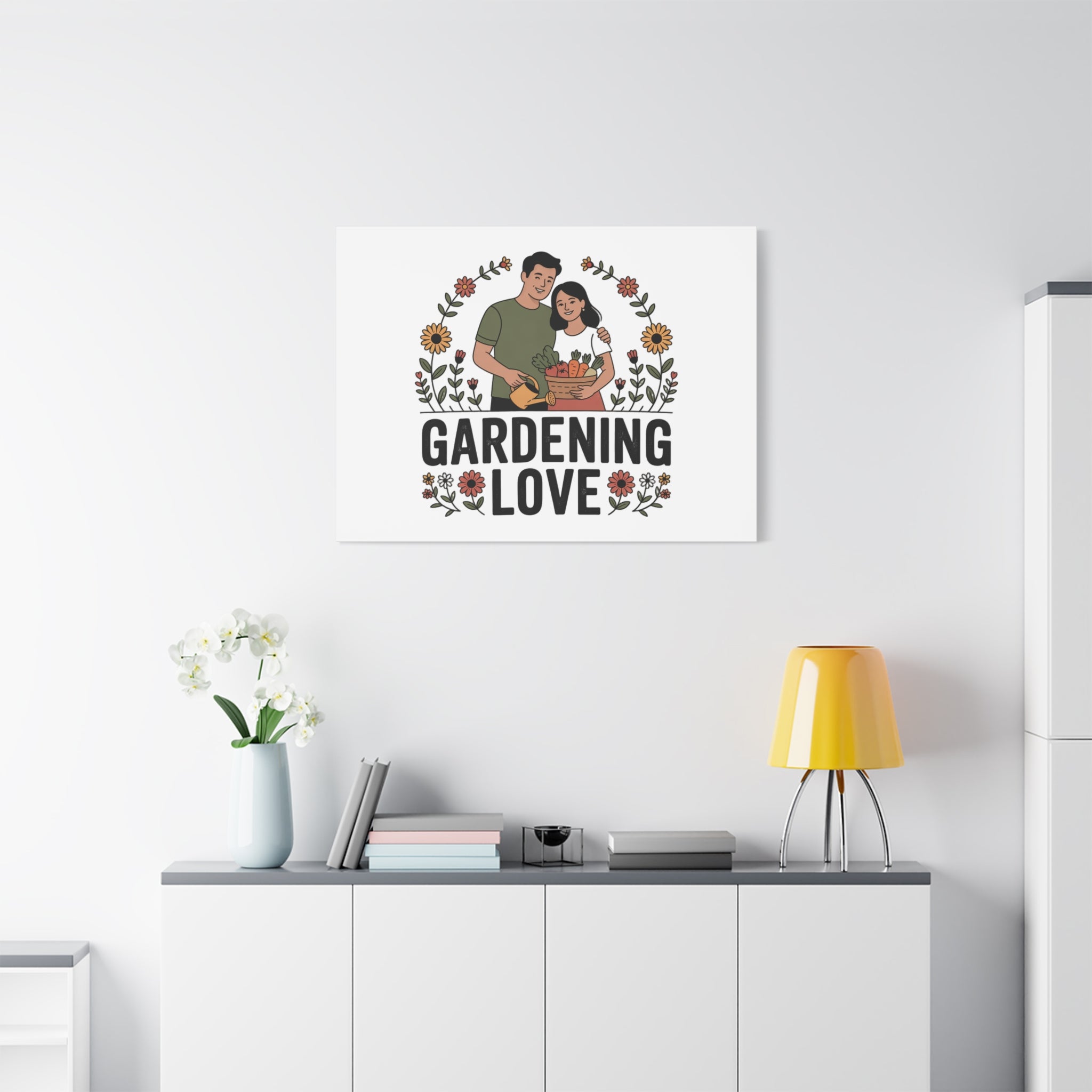 Gardening Love Canvas Print — Couple Gardening Wall Art