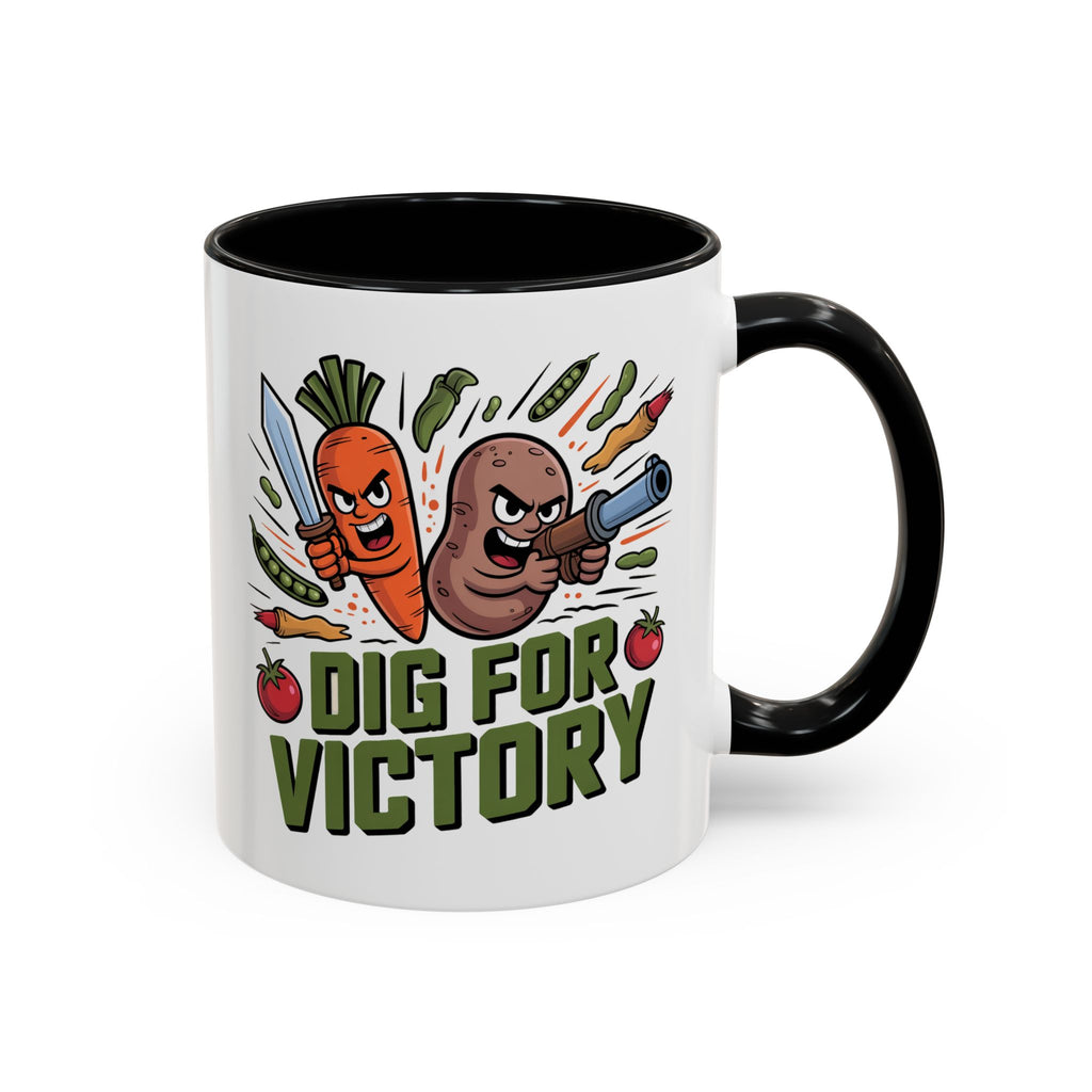 Dig For Victory Coffee Mug — Garden Veggie Cartoon Accent Mug (11/15oz)