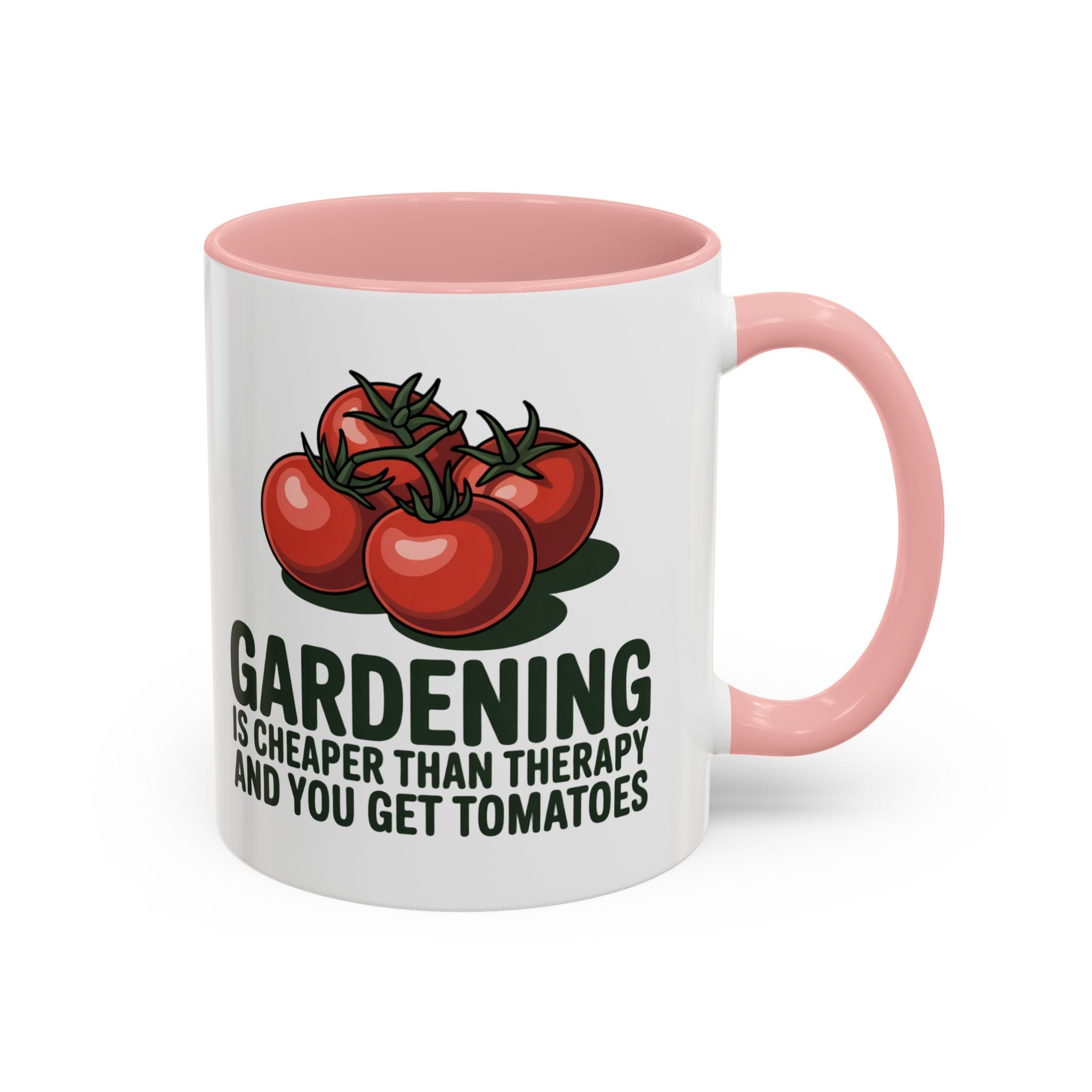 Gardening Coffee Mug – “Gardening Is Cheaper Than Therapy and You Get Tomatoes” Accent Mug