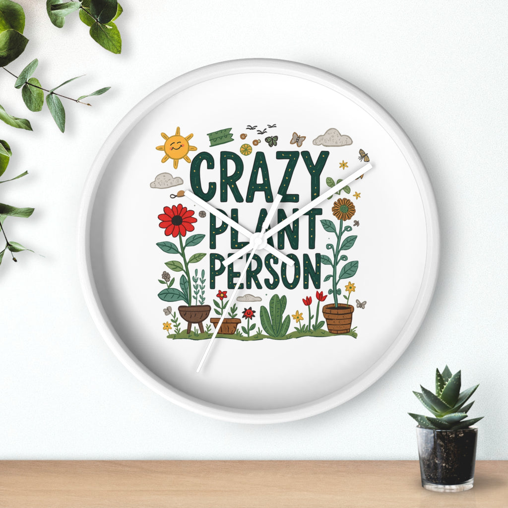Crazy Plant Person Wall Clock — Botanical Decor Clock for Plant Lovers