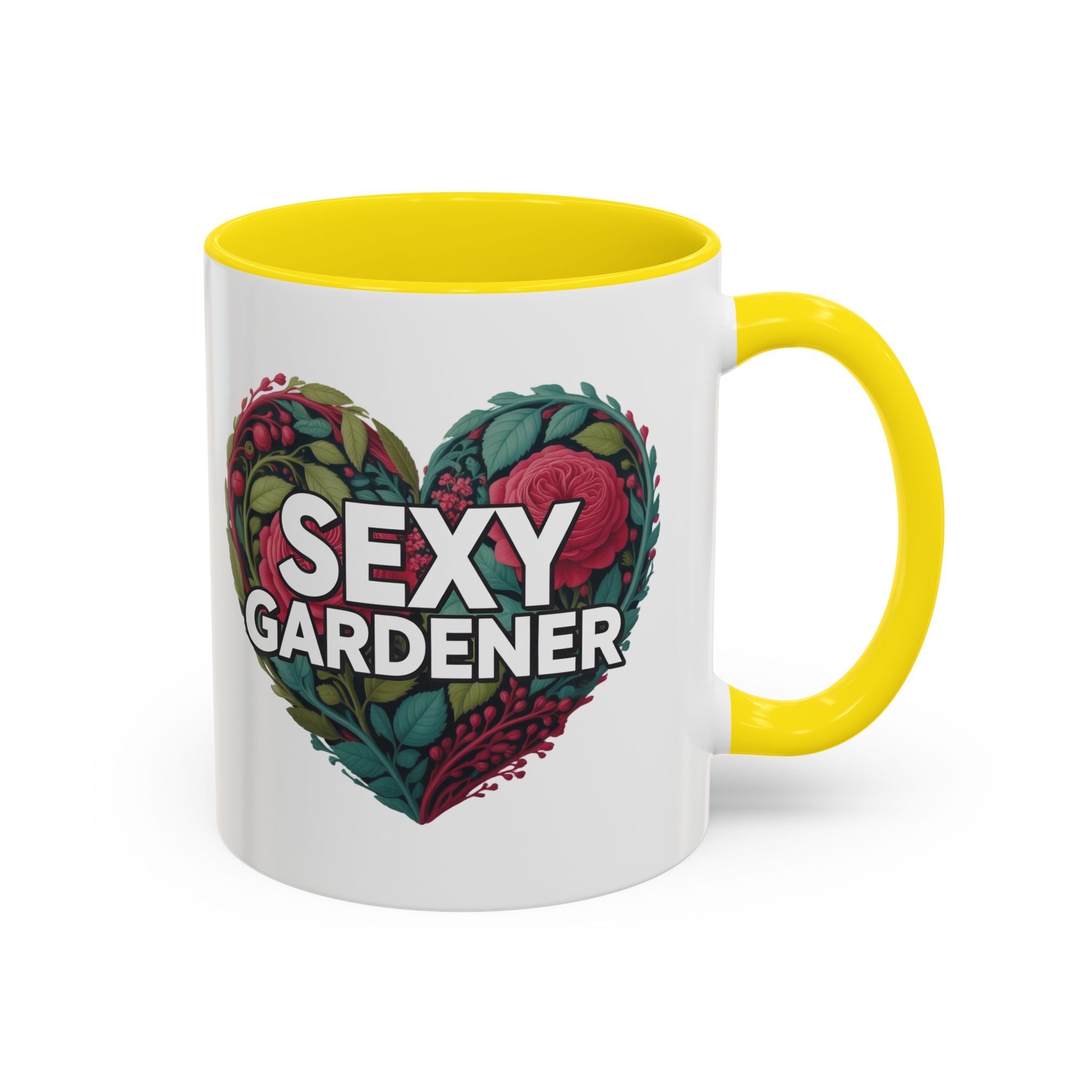 Sexy Gardener Accent Coffee Mug – Floral Heart Gardening Gift (11/15oz)
