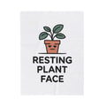 Velveteen Plush Blanket — 'Resting Plant Face' Cute Plant Lover Throw