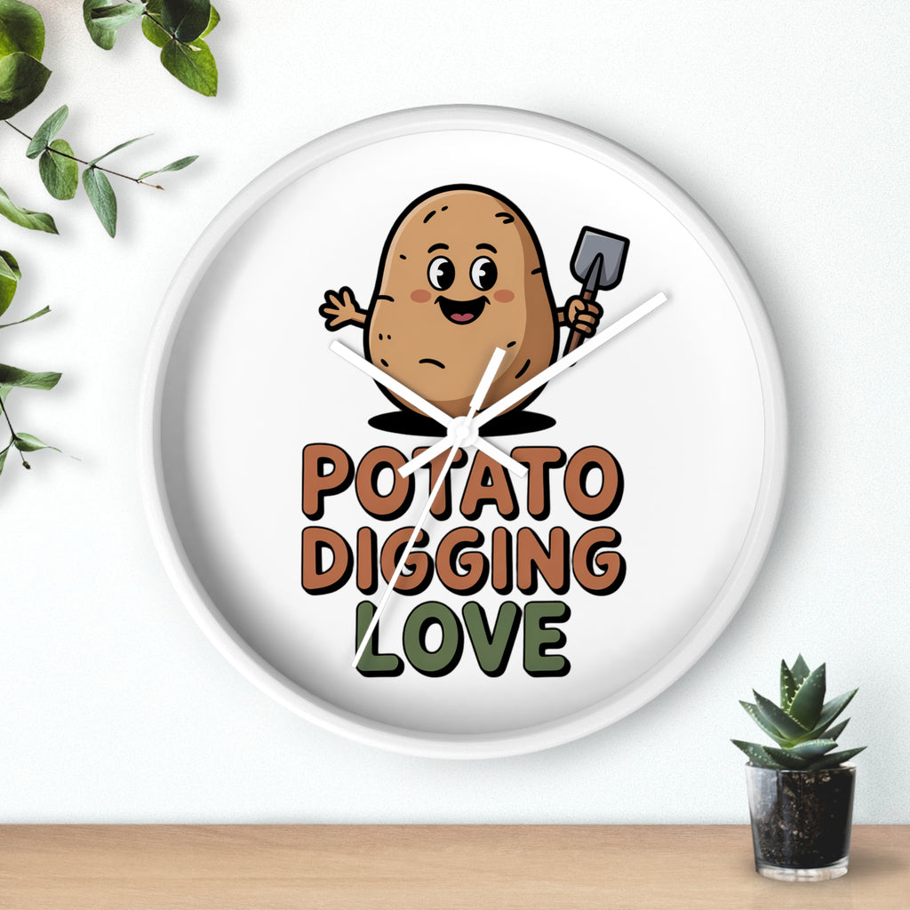 Potato Digging Love Wall Clock — Cute Gardener Kitchen Decor