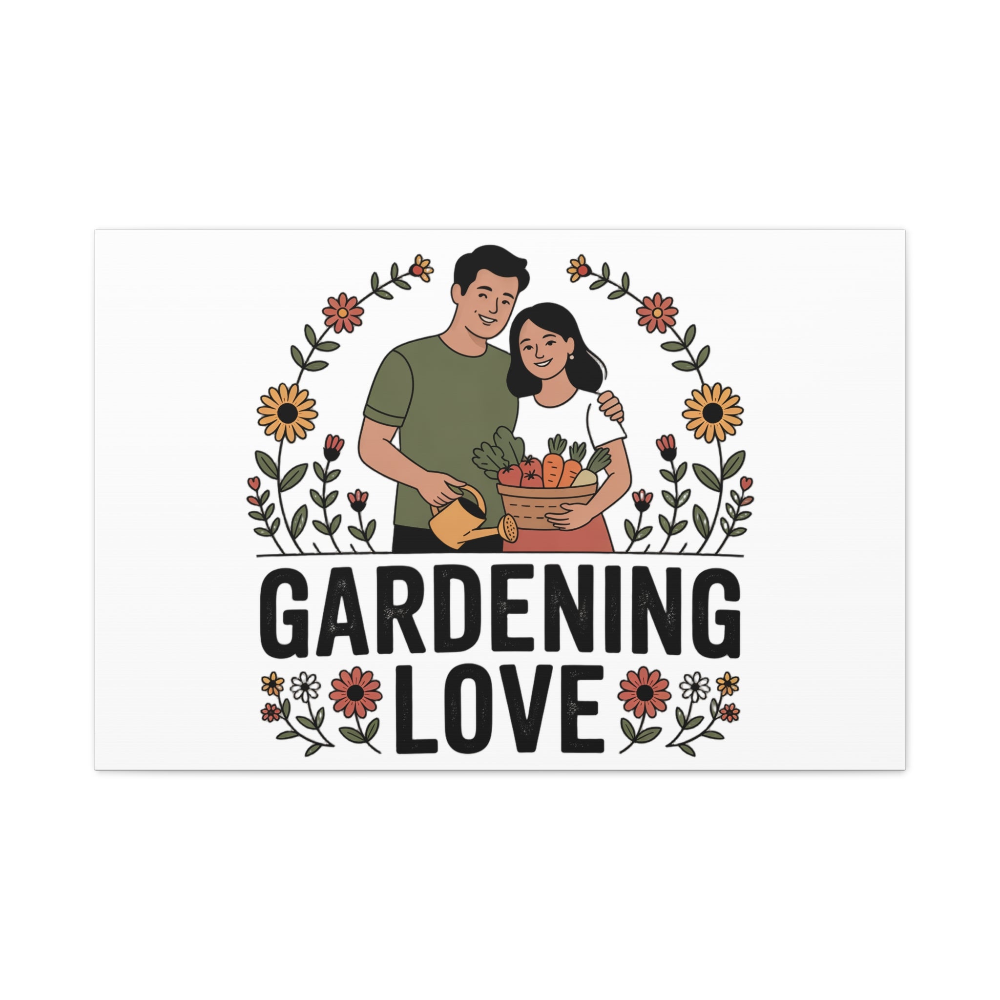 Gardening Love Canvas Print — Couple Gardening Wall Art