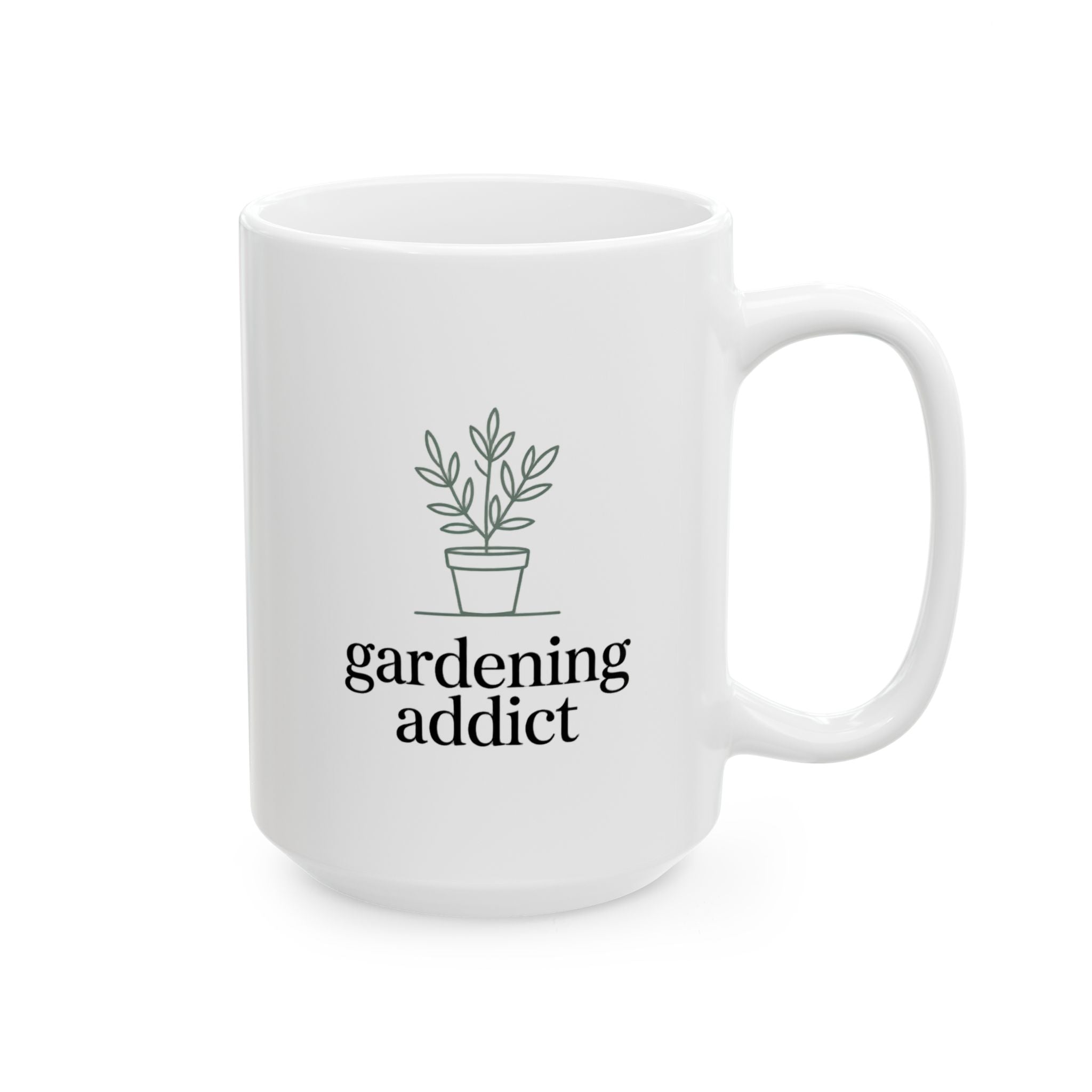 Gardening Addict Ceramic Mug — Minimal Potted Plant (11oz & 15oz)
