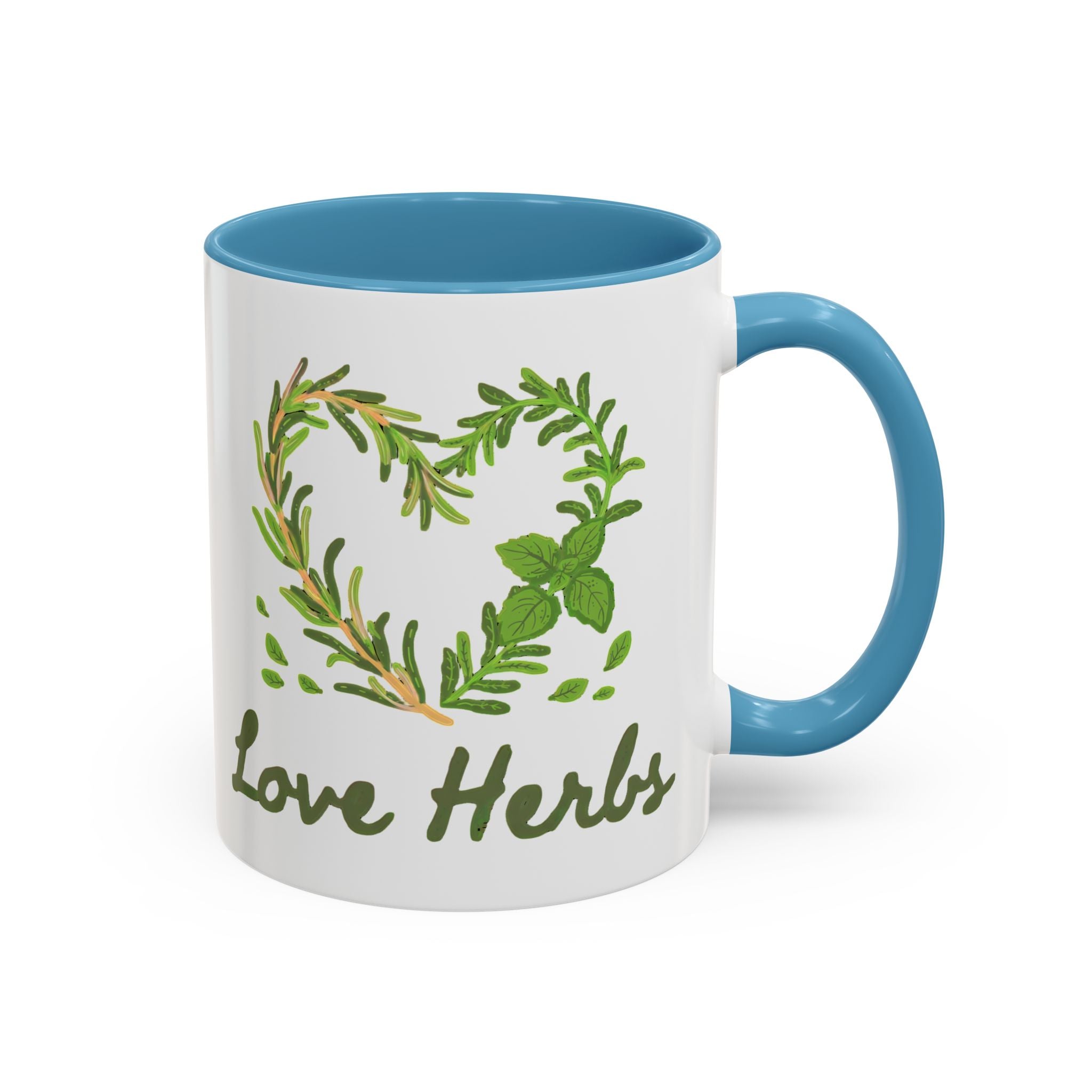 Herb Heart Accent Coffee Mug – “Love Herbs” Botanical Tea & Coffee Cup