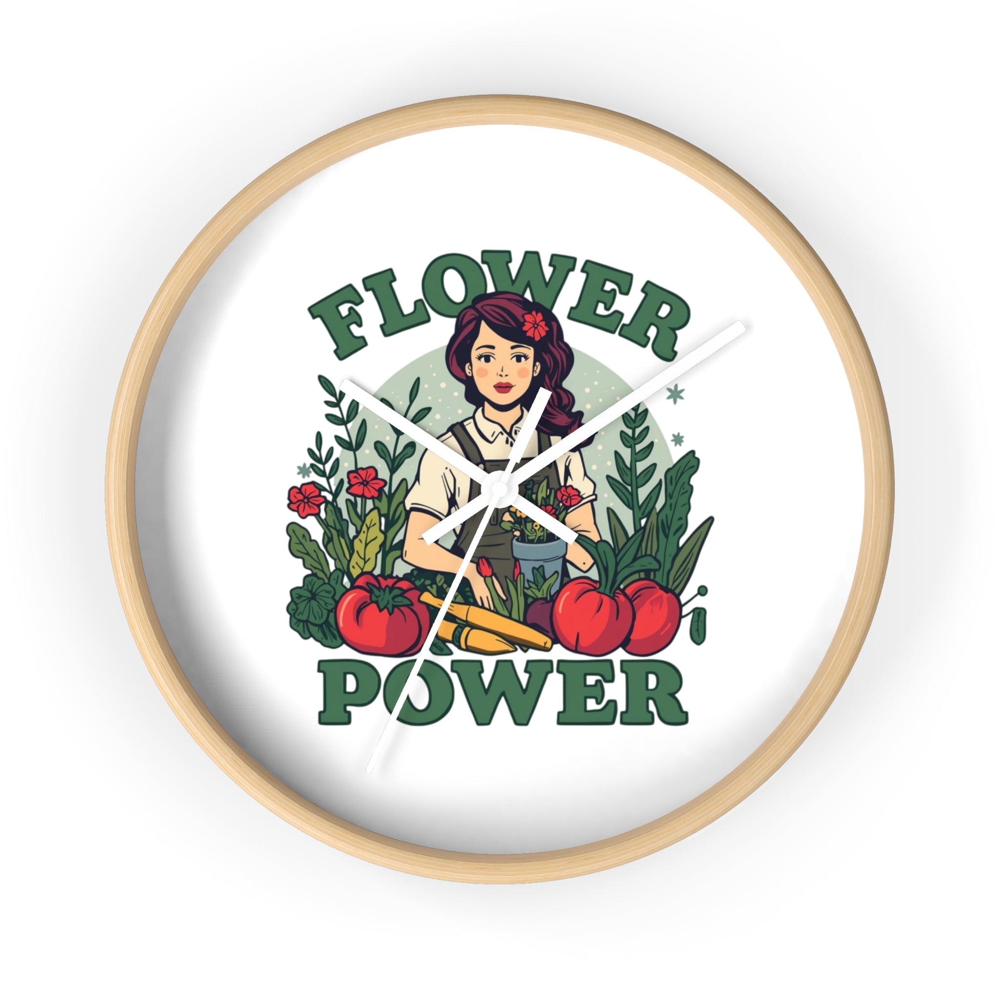 Flower Power Wall Clock - Vintage Garden Decor for Plant Lovers