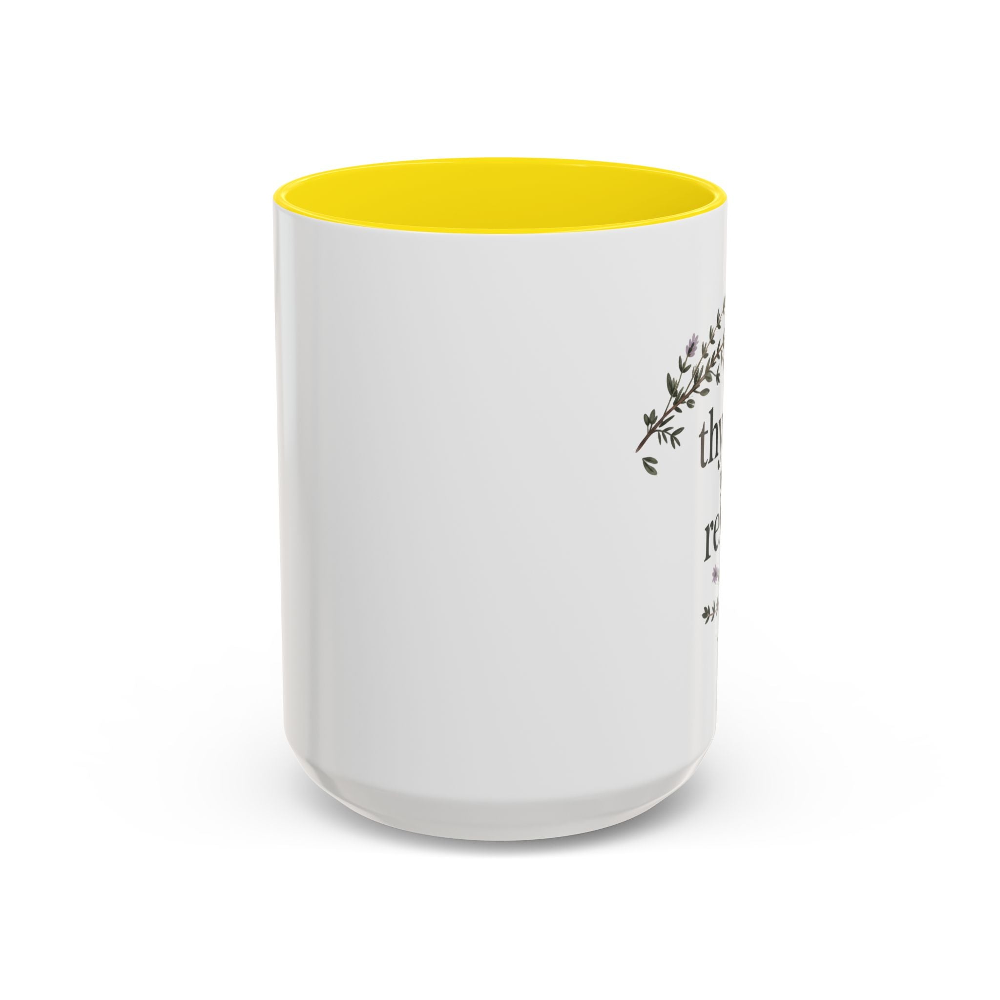 Thyme to Relax Accent Coffee Mug — Herbal Tea & Coffee Cup, Floral Kitchen Gift