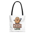 Potato Digging Love Tote Bag — Cute Gardening Potato Cartoon Shopper