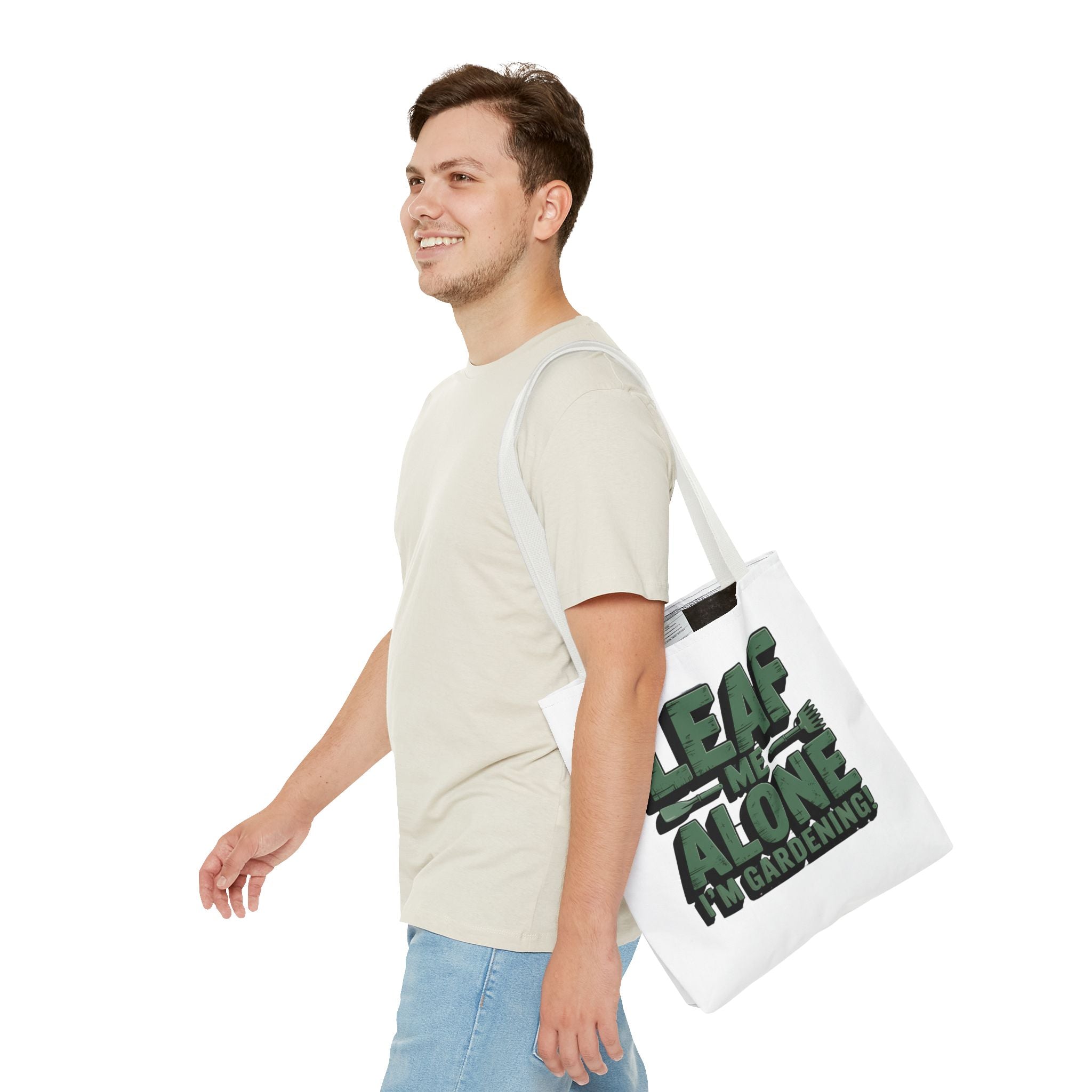Gardening Tote Bag — "Leaf Me Alone I'm Gardening" Funny Plant Lover Tote