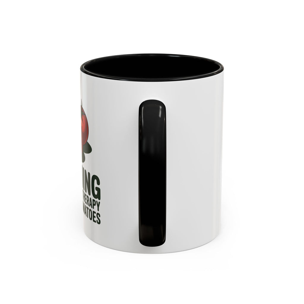 Gardening Coffee Mug – “Gardening Is Cheaper Than Therapy and You Get Tomatoes” Accent Mug