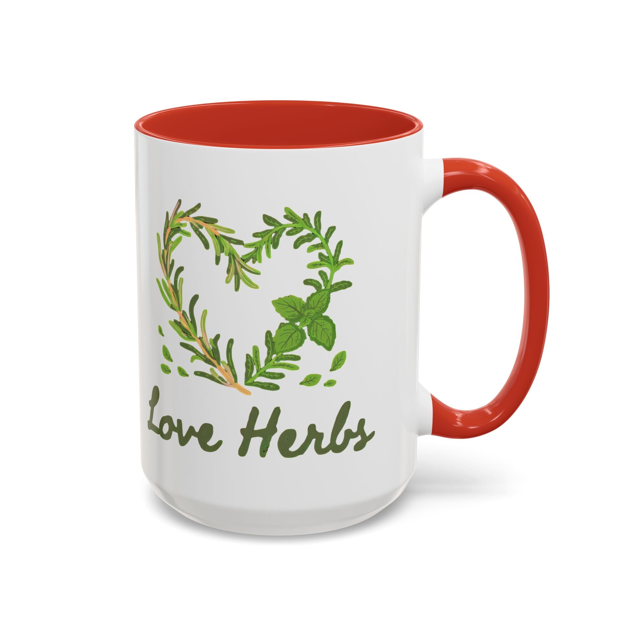 Herb Heart Accent Coffee Mug – “Love Herbs” Botanical Tea & Coffee Cup