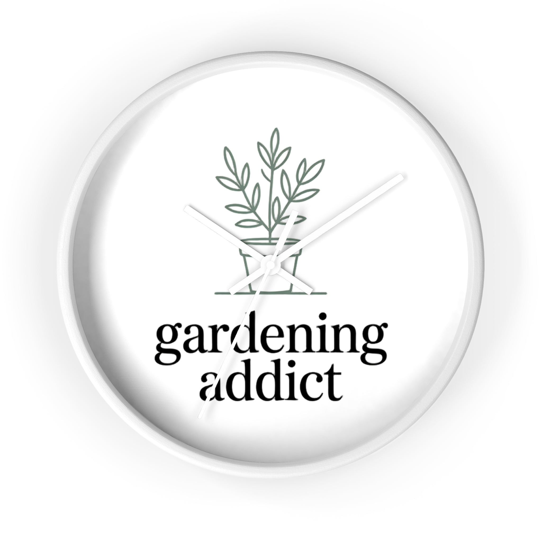 Gardening Addict Wall Clock — Minimal Plant Lover Decor