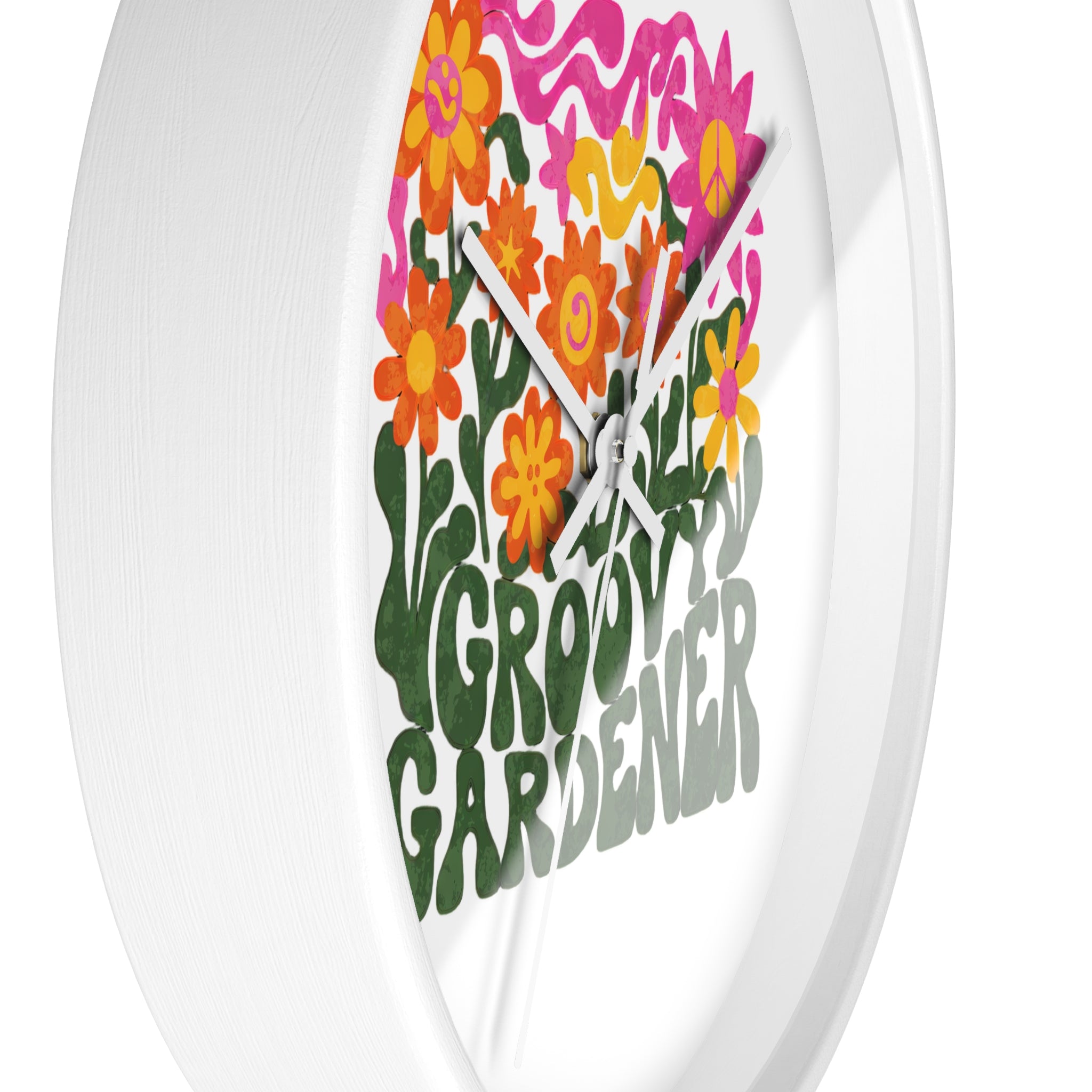 Groovy Gardener Wall Clock — Retro Floral Garden Decor