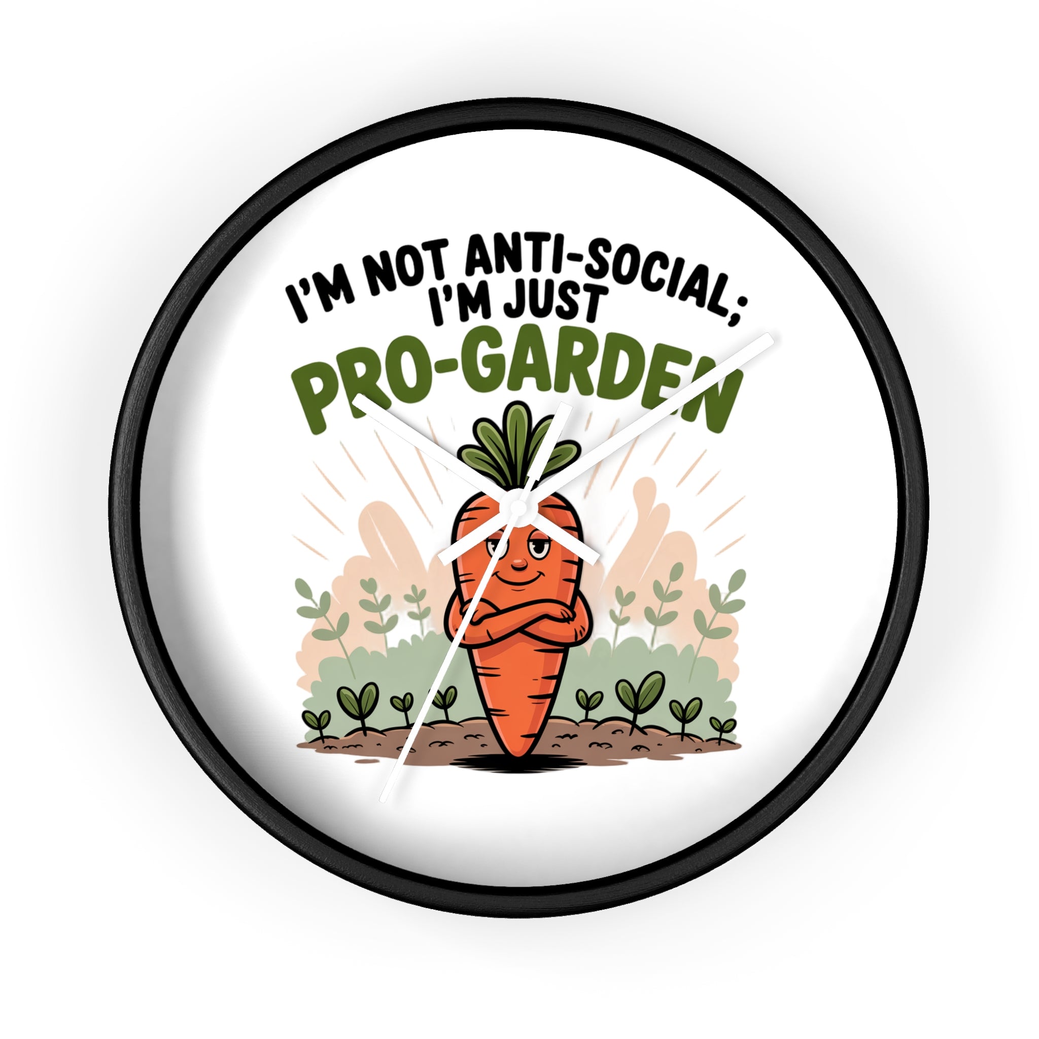 Pro-Garden Wall Clock – "I’m Not Anti-Social, I’m Just Pro-Garden" Carrot Design