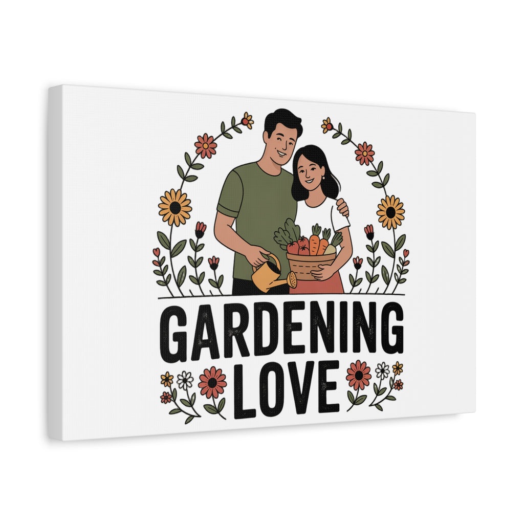 Gardening Love Canvas Print — Couple Gardening Wall Art