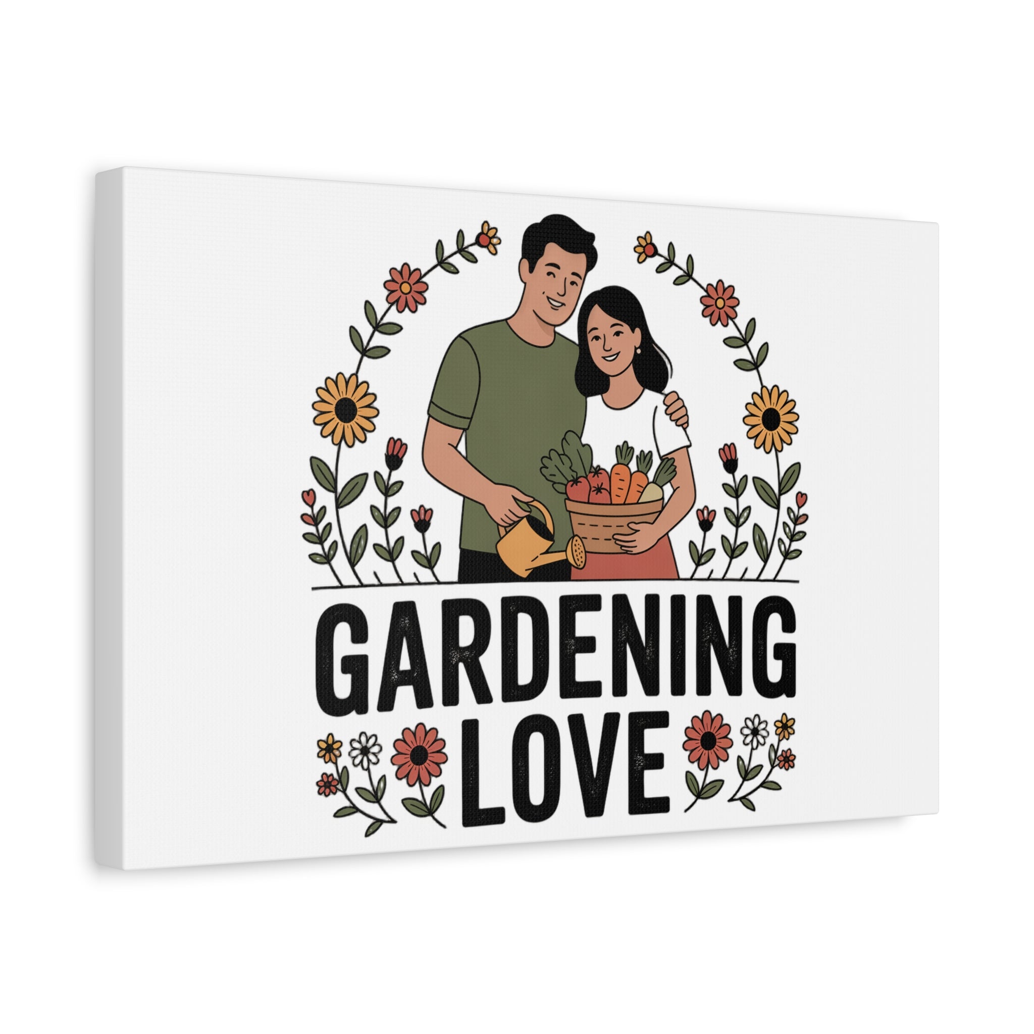 Gardening Love Canvas Print — Couple Gardening Wall Art