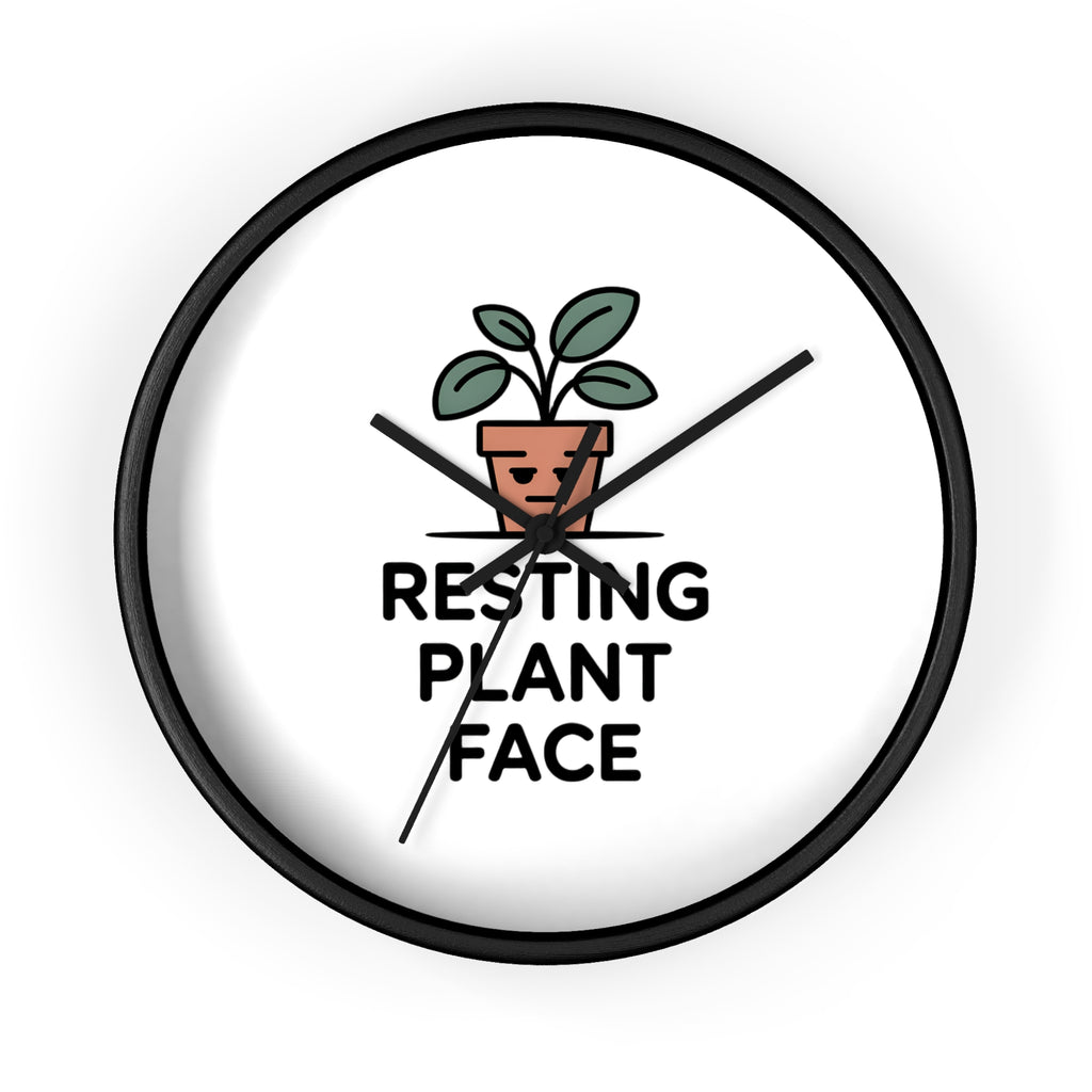Resting Plant Face Wall Clock — Cute Plant Pot Decorative Clock for Plant Lovers