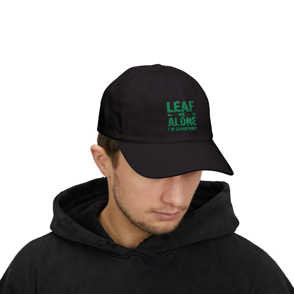 Dad Cap – "Leaf Me Alone" Gardening Hat (Funny Plant Lover Embroidered Cap)