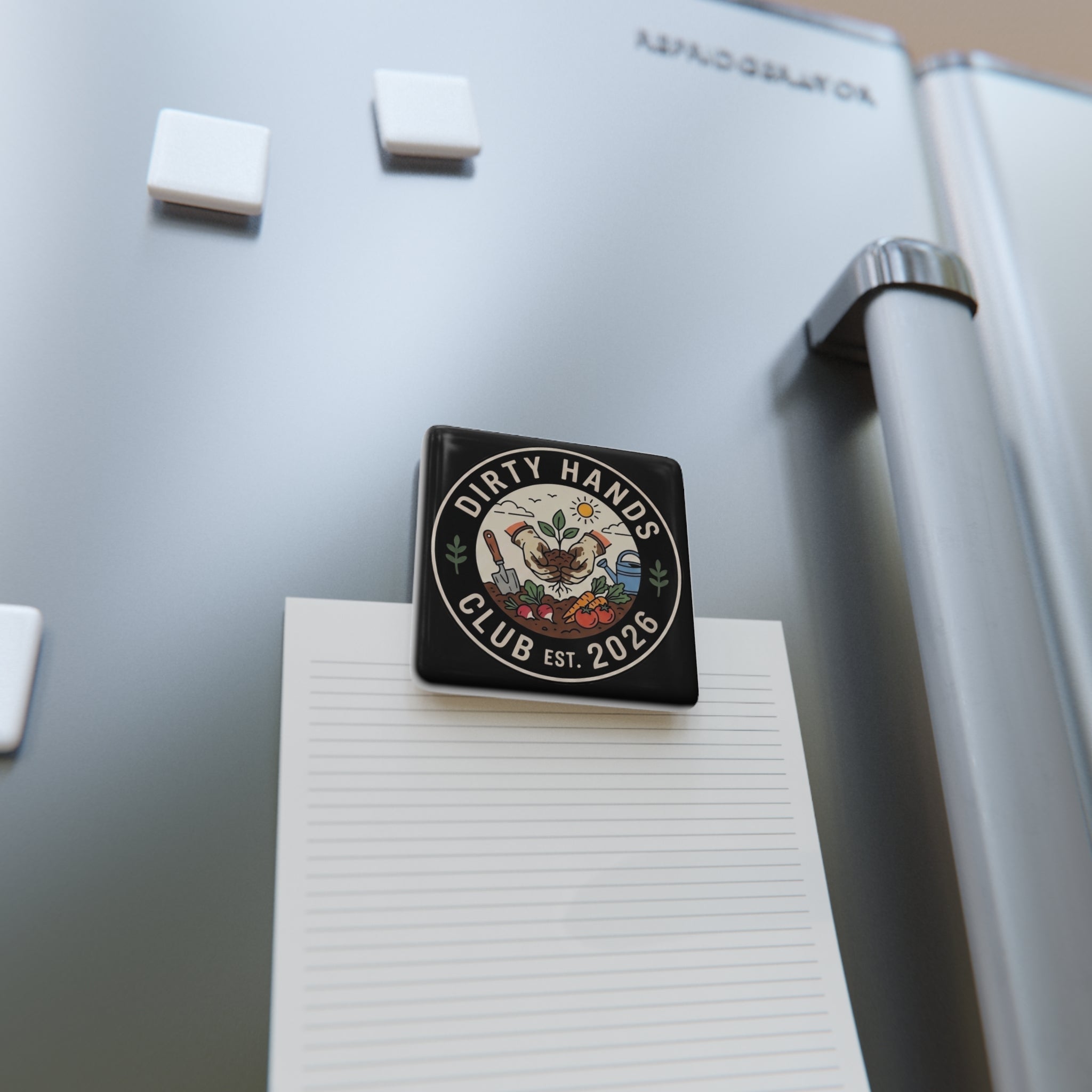 Dirty Hands Club Porcelain Magnet — Gardening Badge Magnet (Est. 2026)