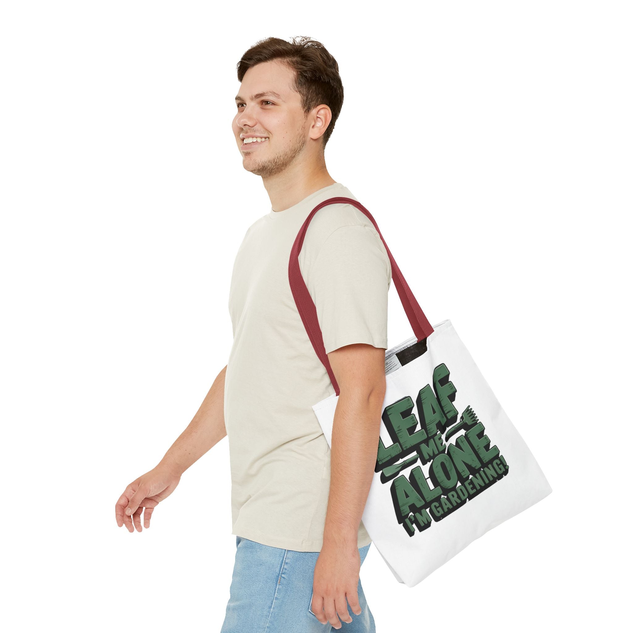 Gardening Tote Bag — "Leaf Me Alone I'm Gardening" Funny Plant Lover Tote