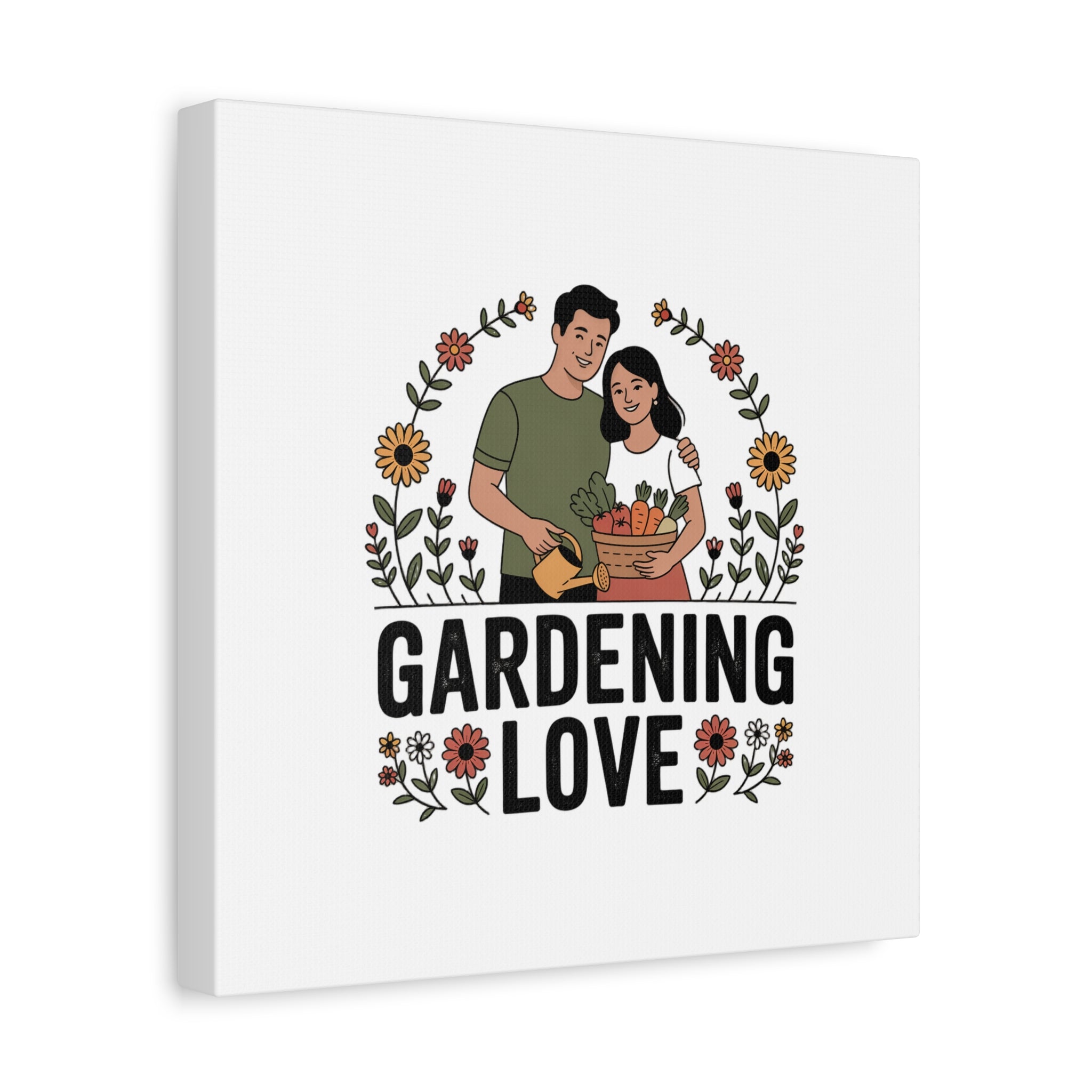 Gardening Love Canvas Print — Couple Gardening Wall Art