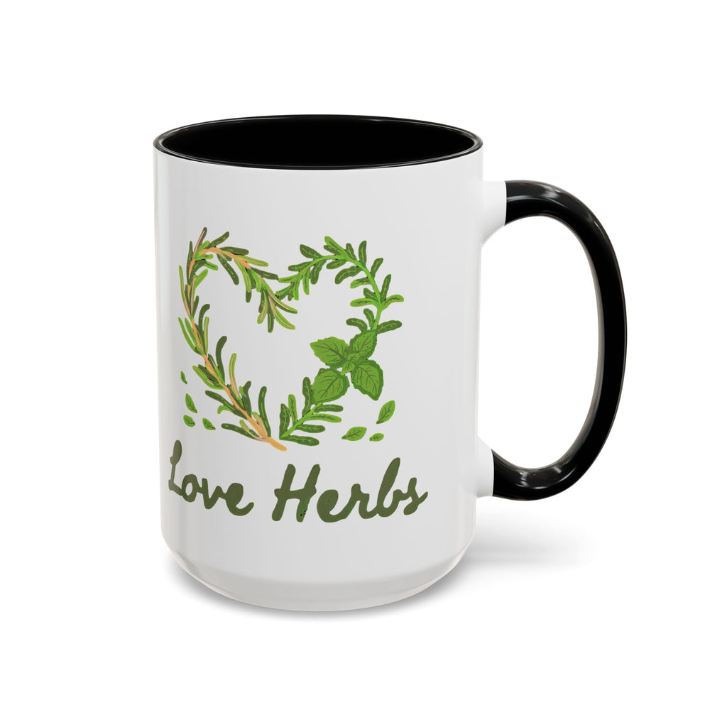 Herb Heart Accent Coffee Mug – “Love Herbs” Botanical Tea & Coffee Cup