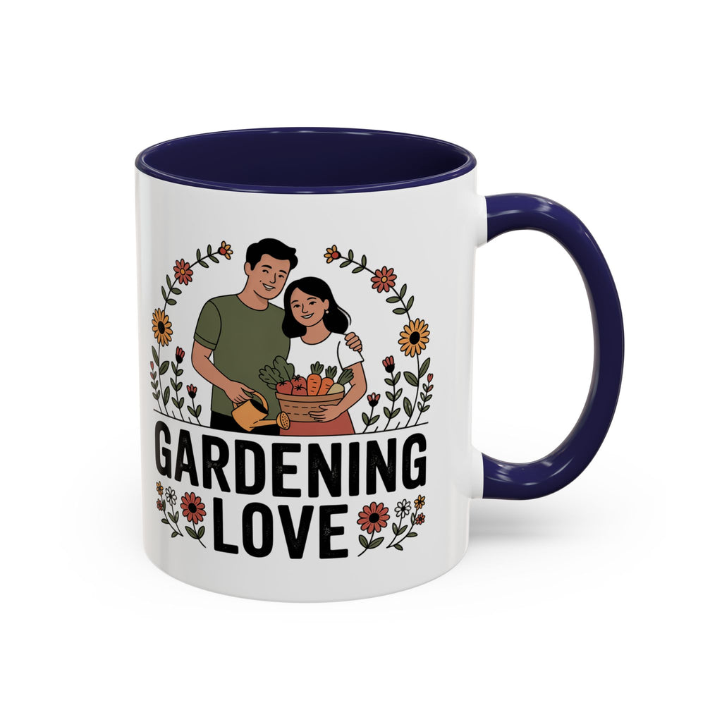 Gardening Love Accent Coffee Mug – Cute Couple Floral Gardeners (11/15oz)