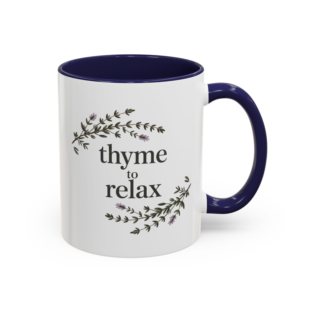 Thyme to Relax Accent Coffee Mug — Herbal Tea & Coffee Cup, Floral Kitchen Gift