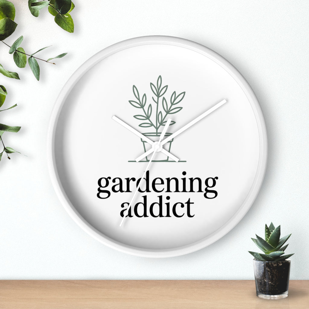 Gardening Addict Wall Clock — Minimal Plant Lover Decor