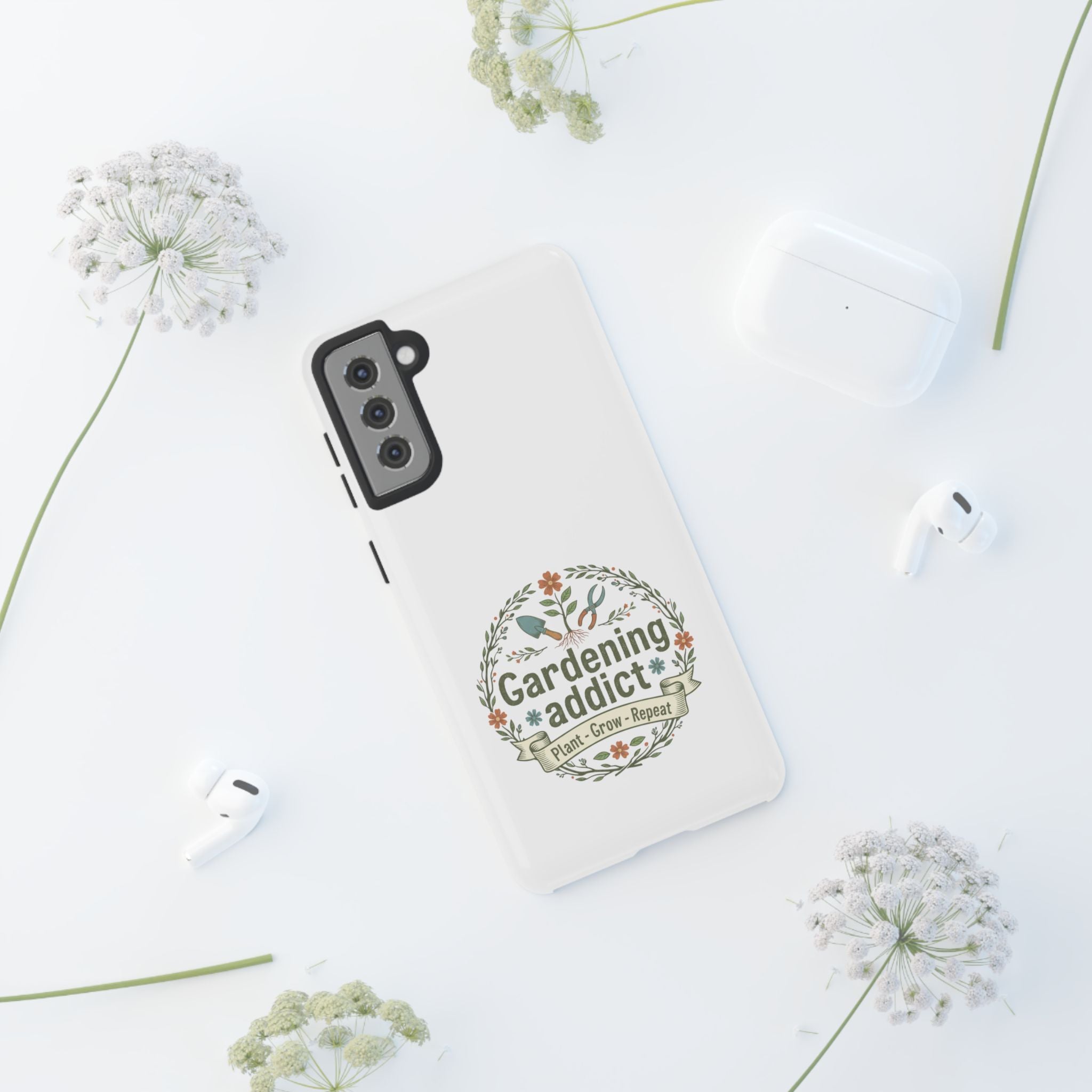 Phone Case — Gardening Addict "Plant • Grow • Repeat" Floral Garden Phone Cover