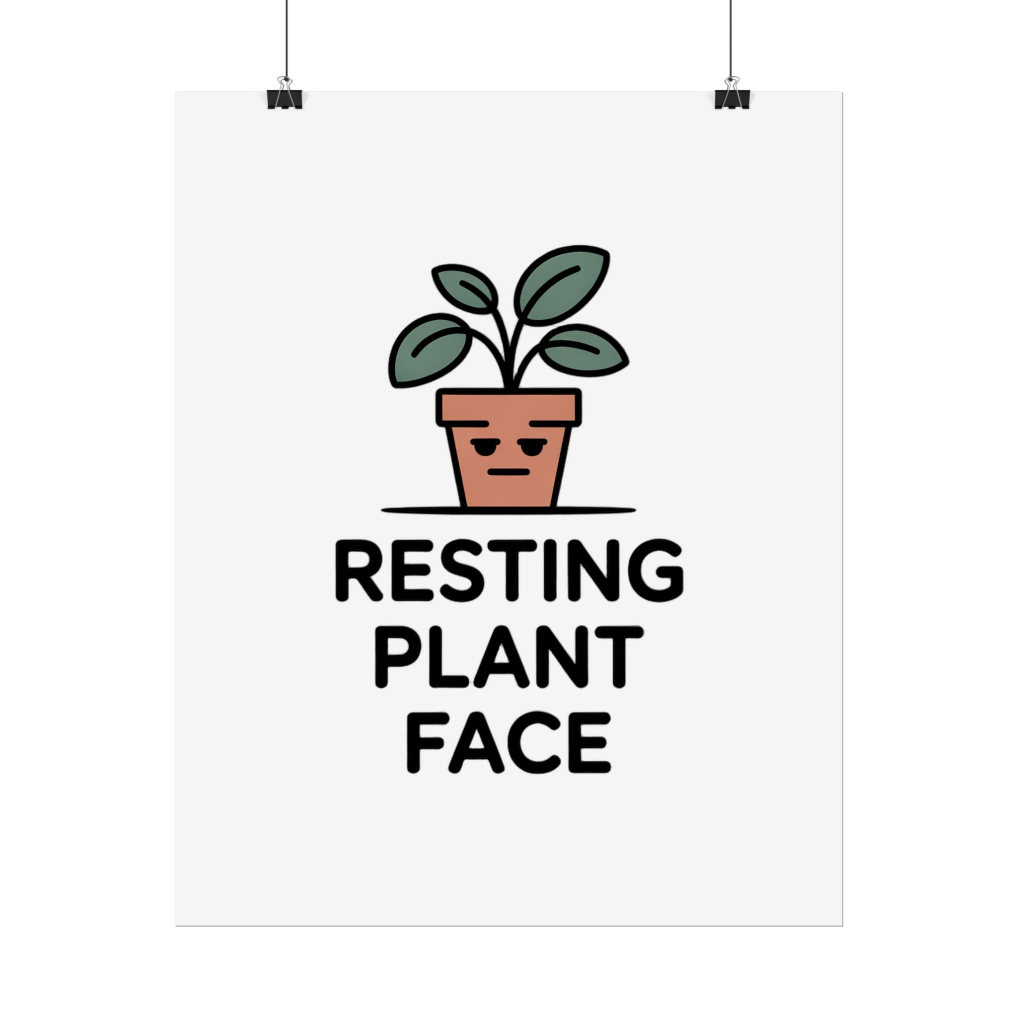 Rolled Poster — "Resting Plant Face" Minimalist Plant Pun Wall Art