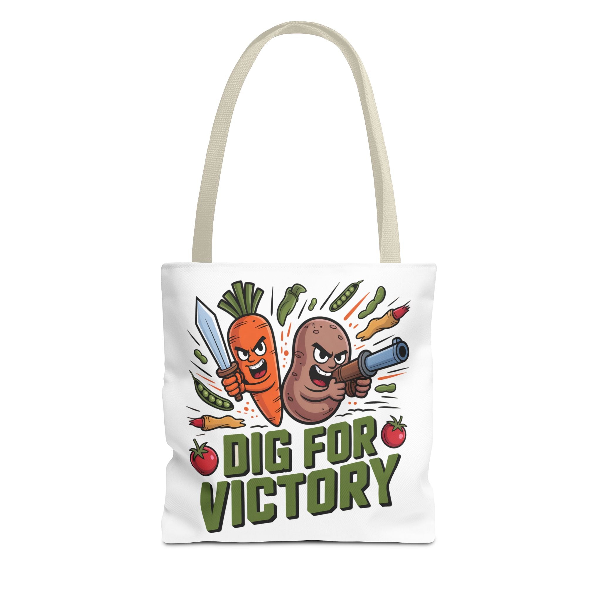 Tote Bag — "Dig for Victory" Garden Veggie Tote (Cute Carrot & Potato Illustration)