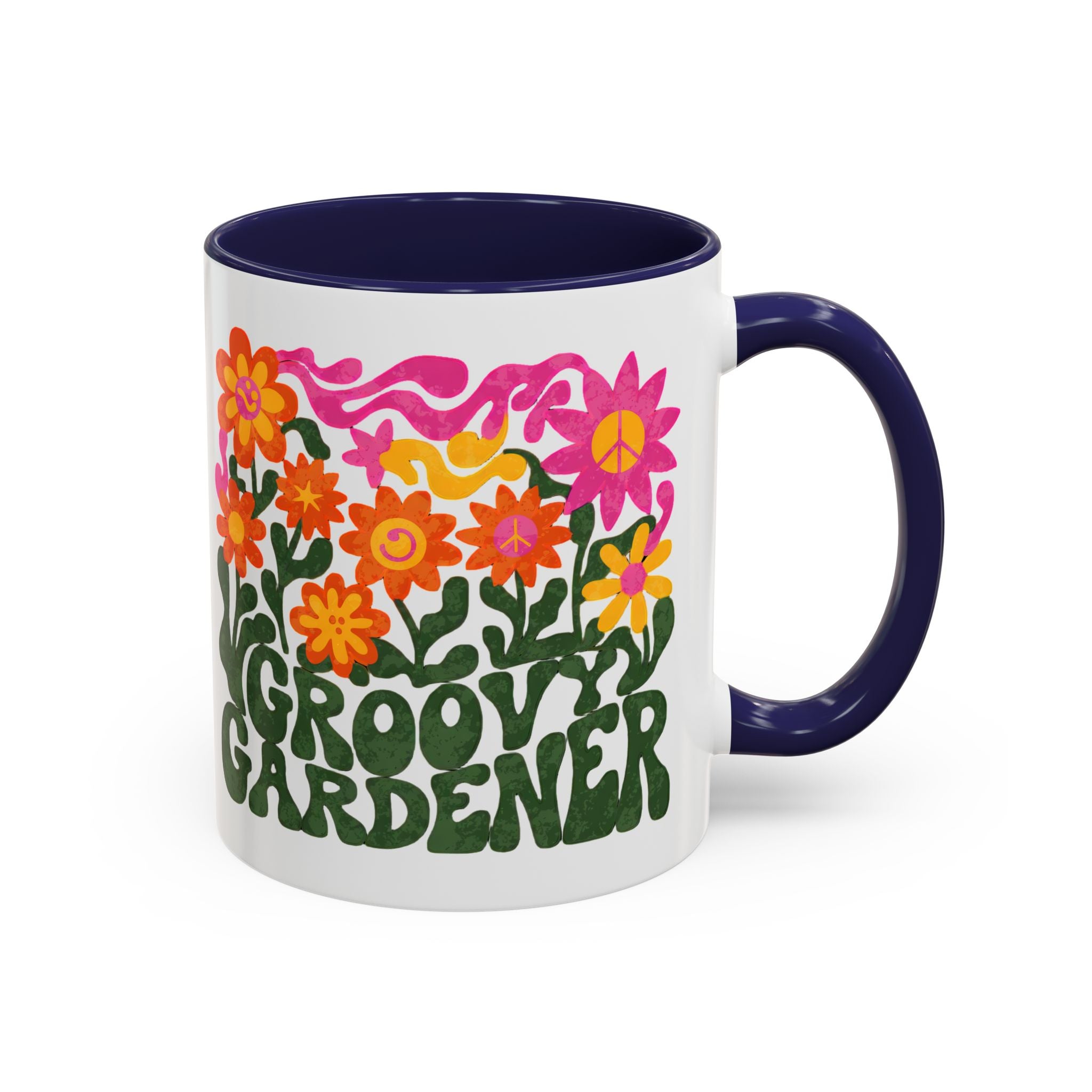 Groovy Gardener Accent Coffee Mug — Retro Floral Plant Lover Gift