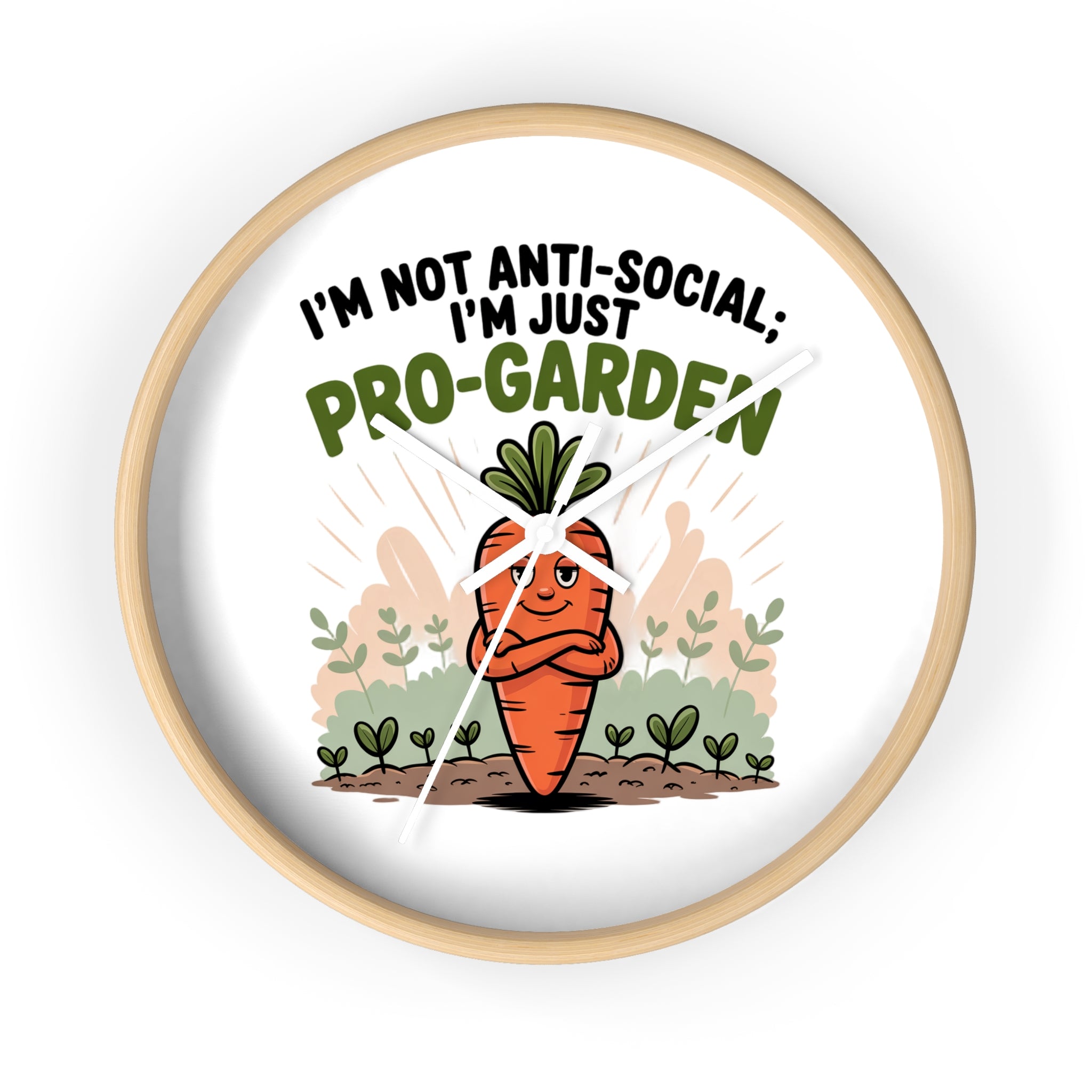 Pro-Garden Wall Clock – "I’m Not Anti-Social, I’m Just Pro-Garden" Carrot Design