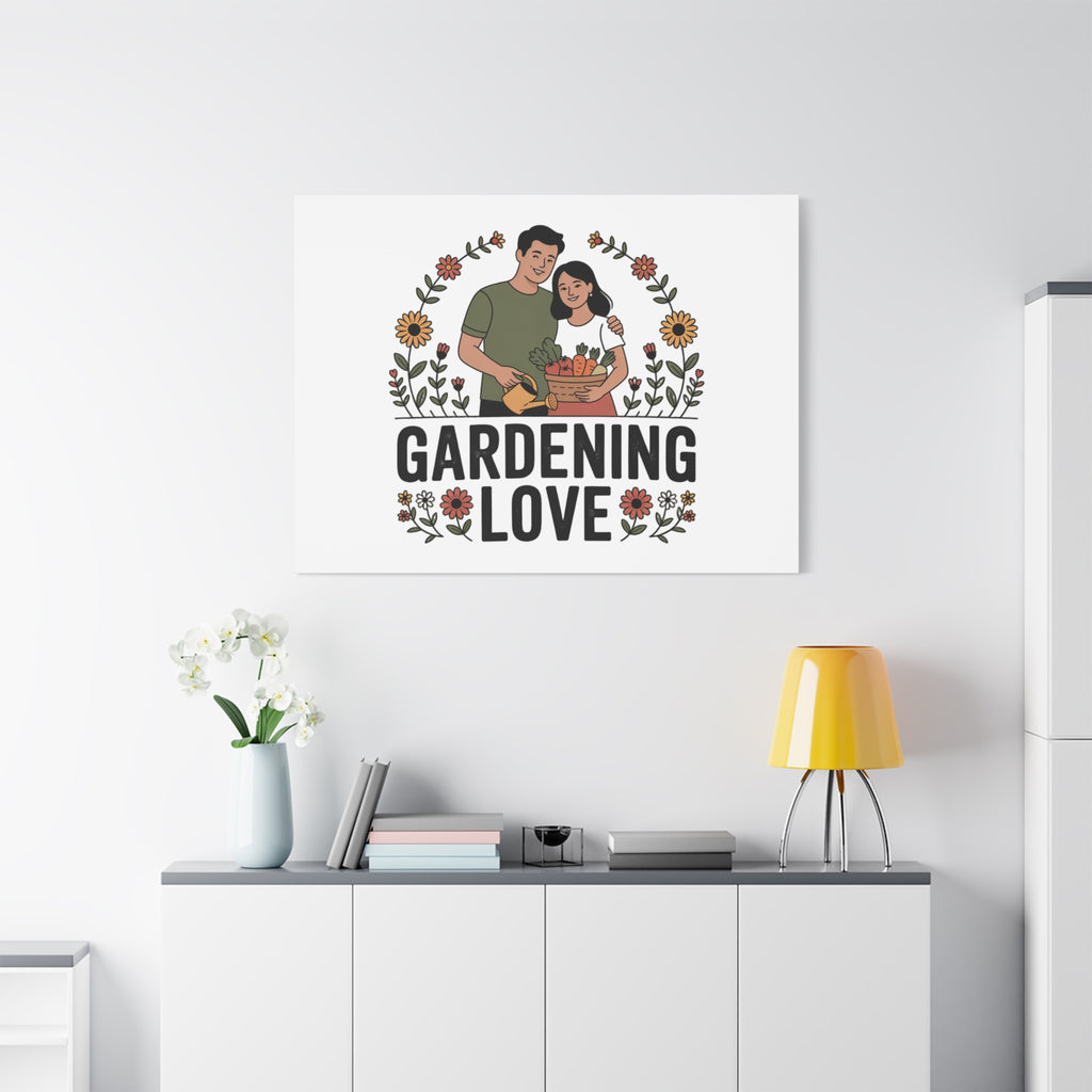 Gardening Love Canvas Print — Couple Gardening Wall Art